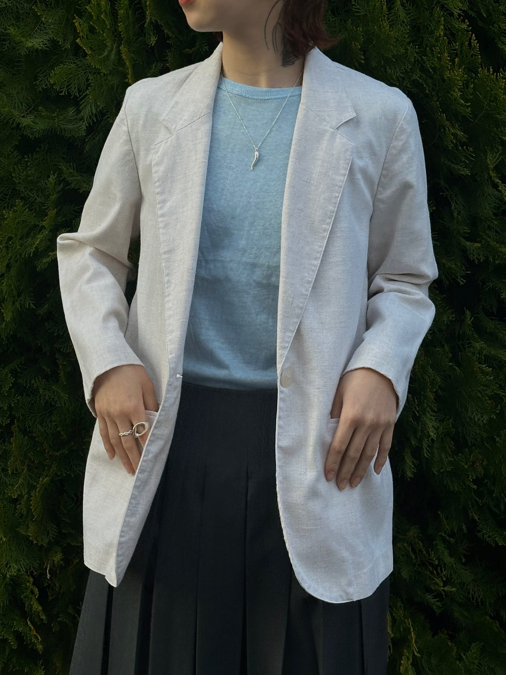 Single-Button Linen Blend Jacket