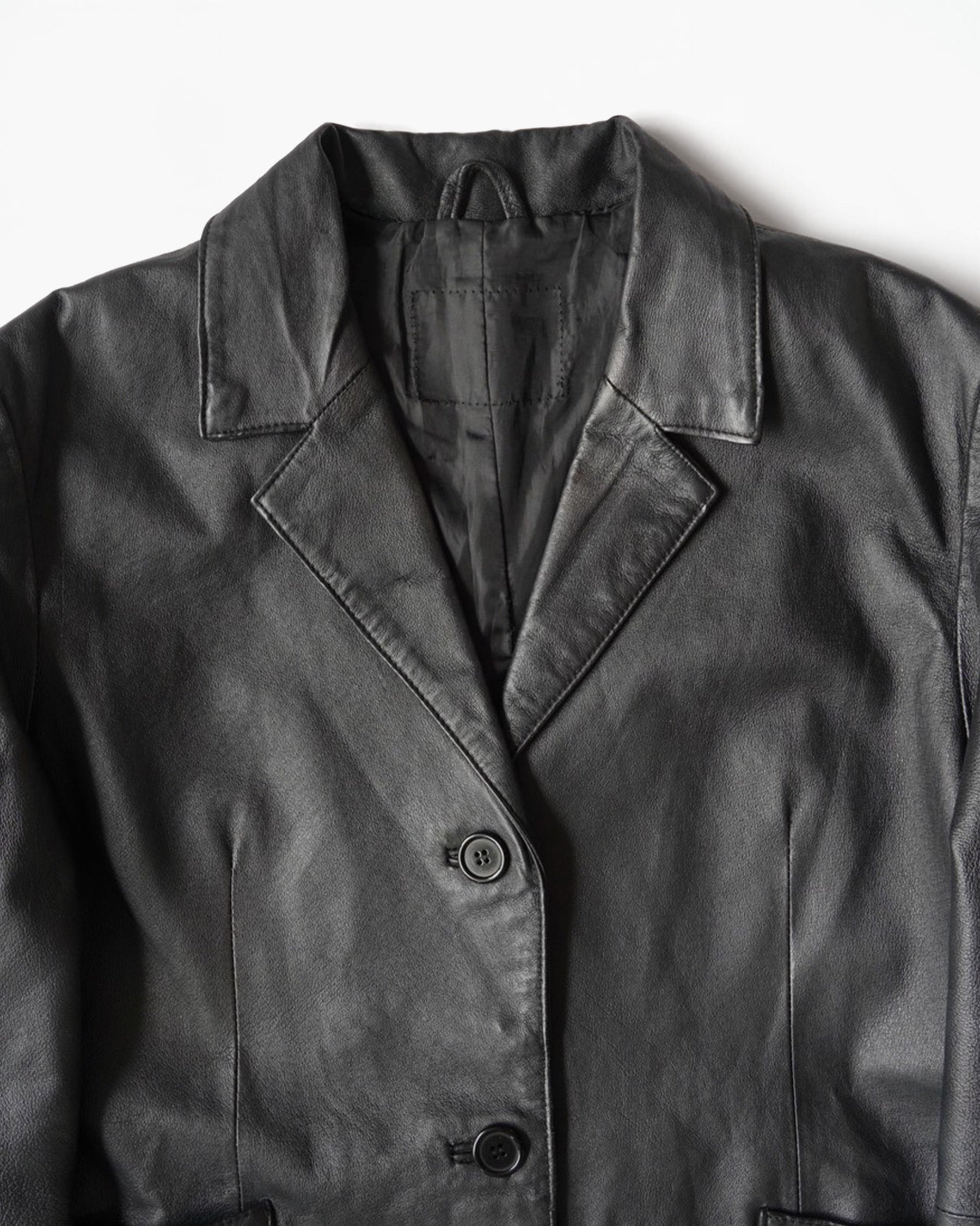 80~90's Longline Leather Tailored Jacket