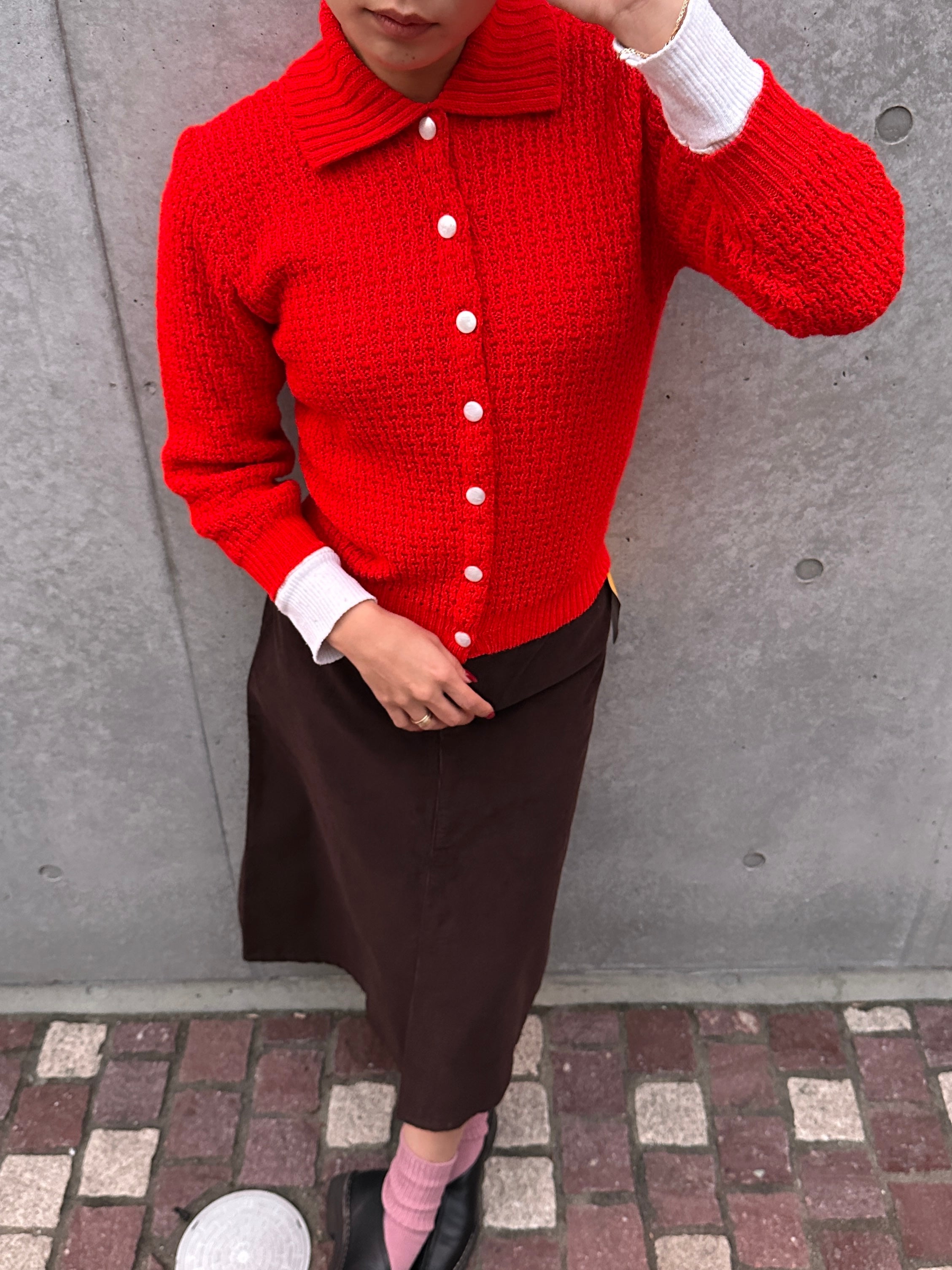 70s Red Cardigan