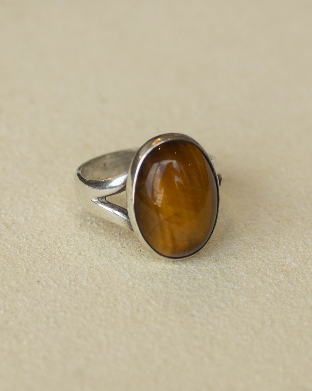 Silver Tigers Eye Oval Statement Ring (SVR-25SS023)