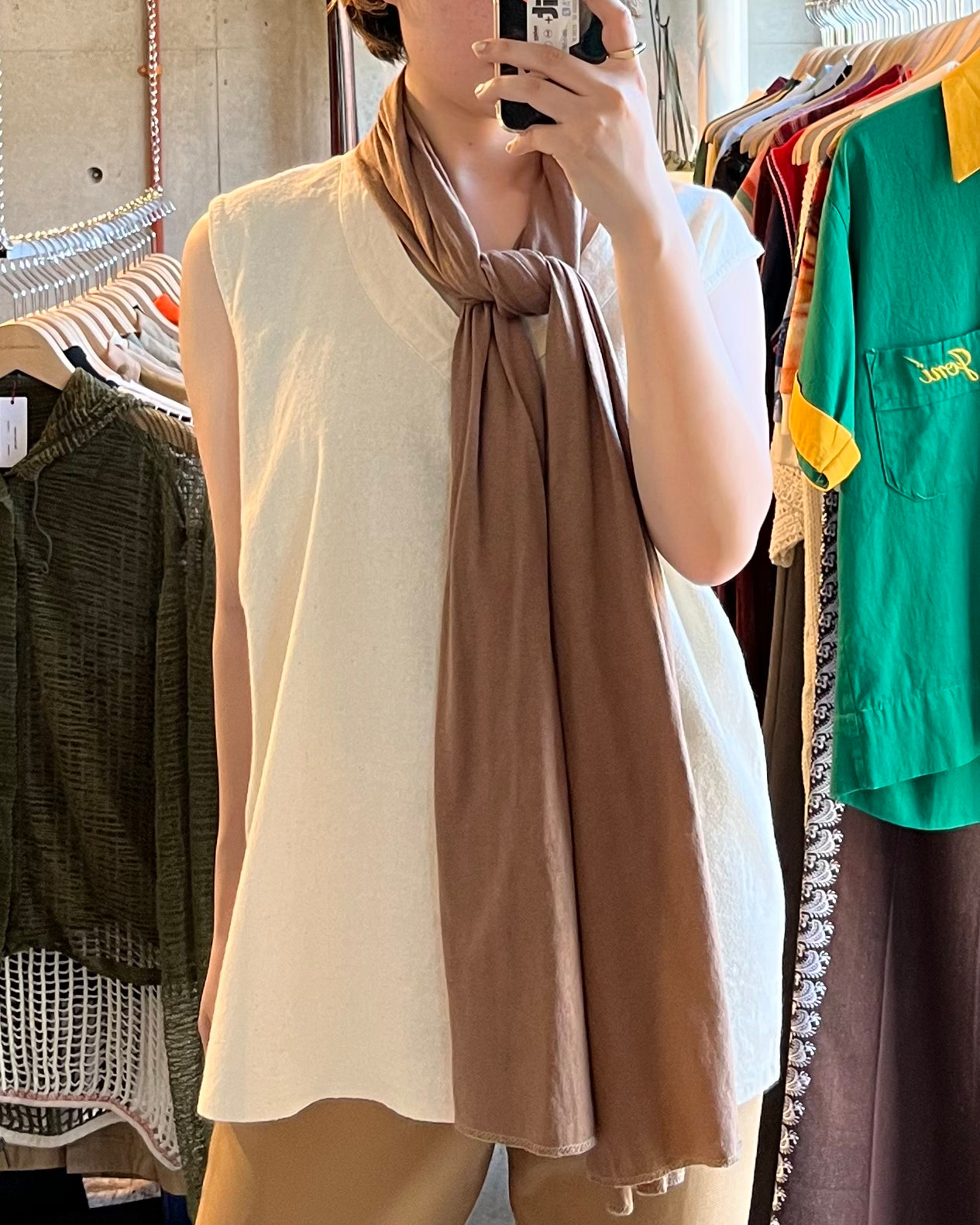 USA Brown Cotton Scarf