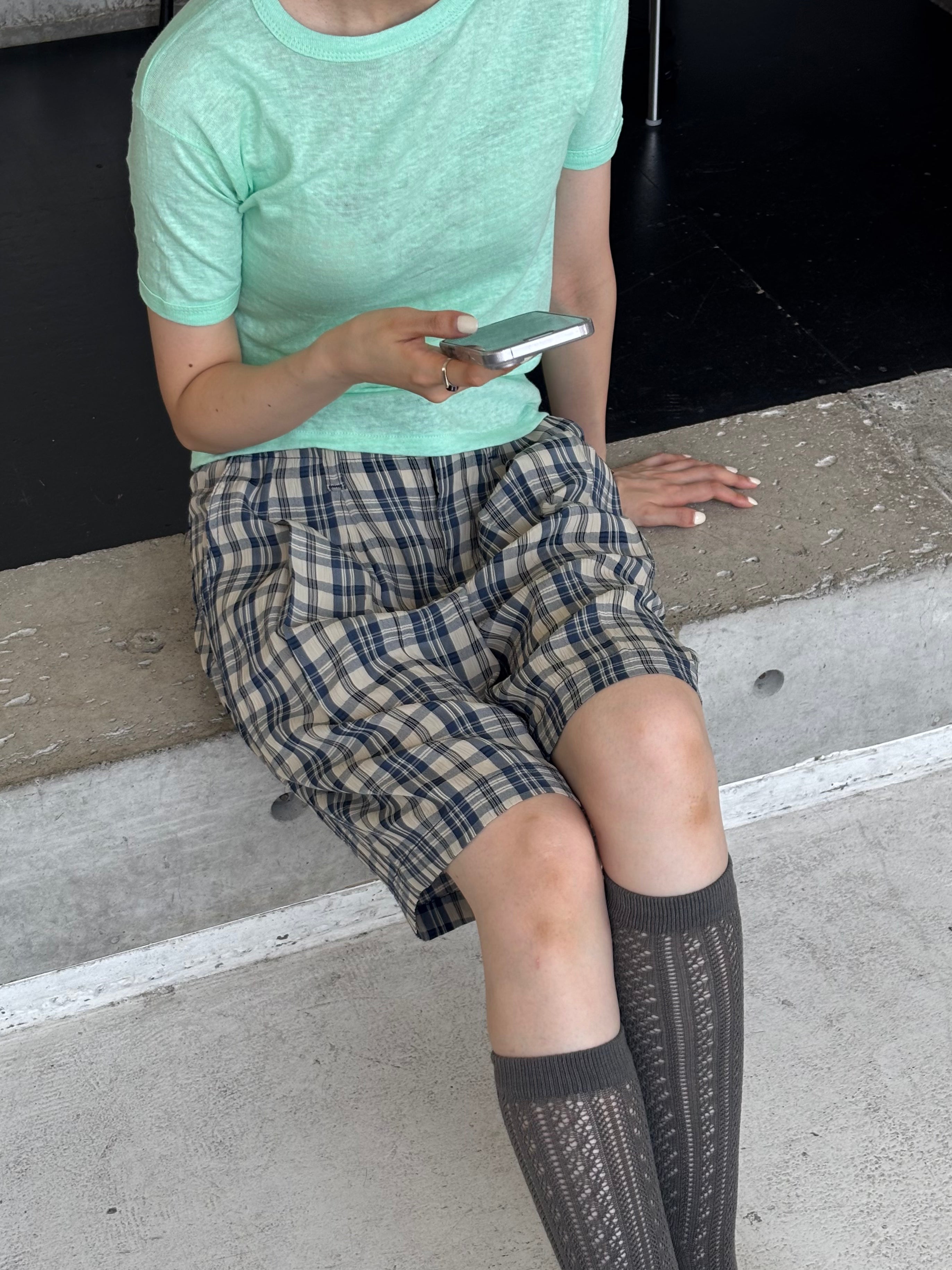 "GOOUCH" Rayon Plaid Shorts