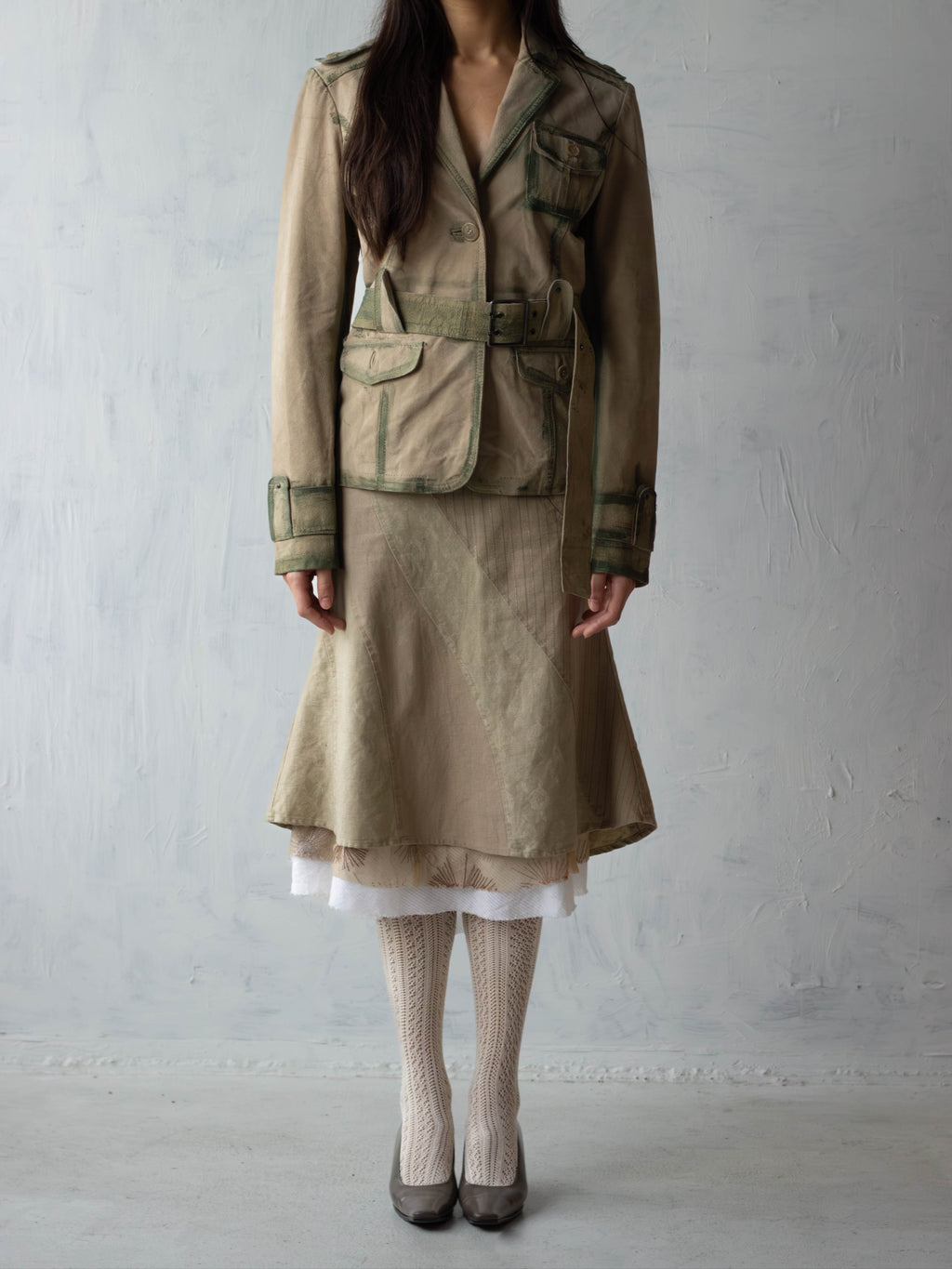 00s Cotton x Linen Patchwork Skirt