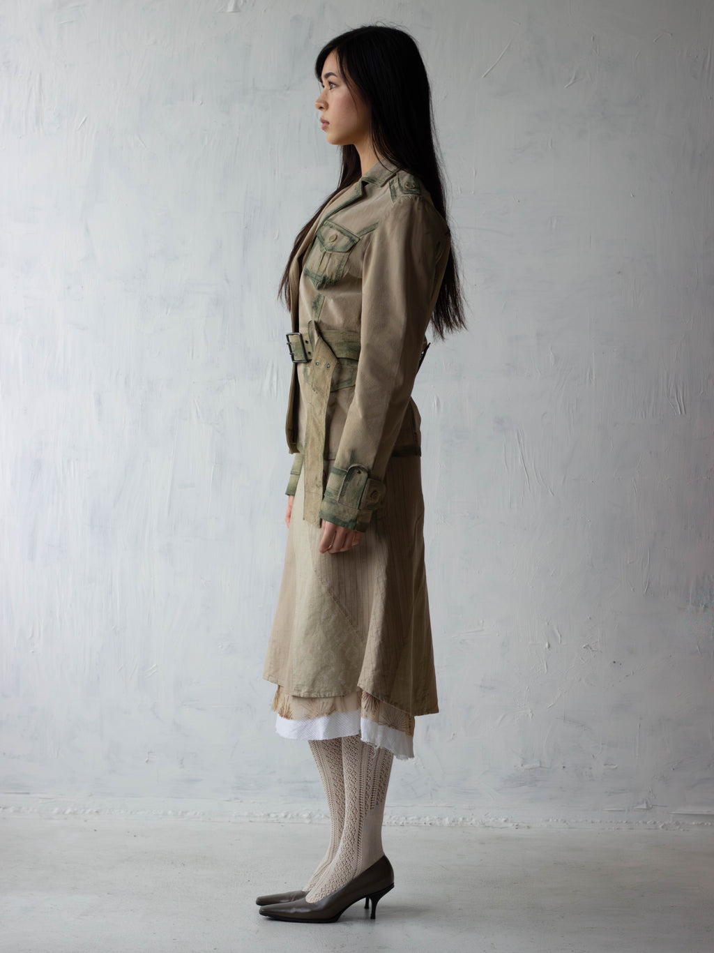 00s Cotton x Linen Patchwork Skirt