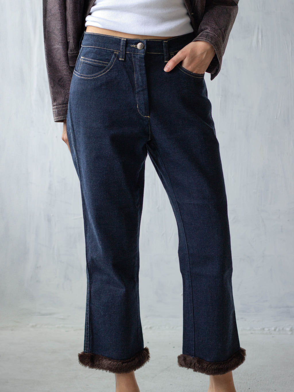 00s Faux Fur Denim