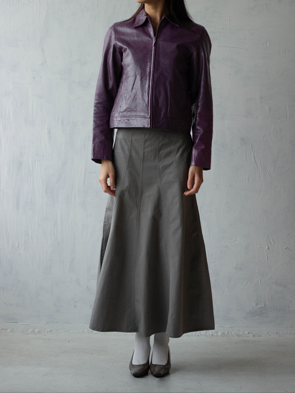 1980~90's Leather Zip Jacket in Deep Purple