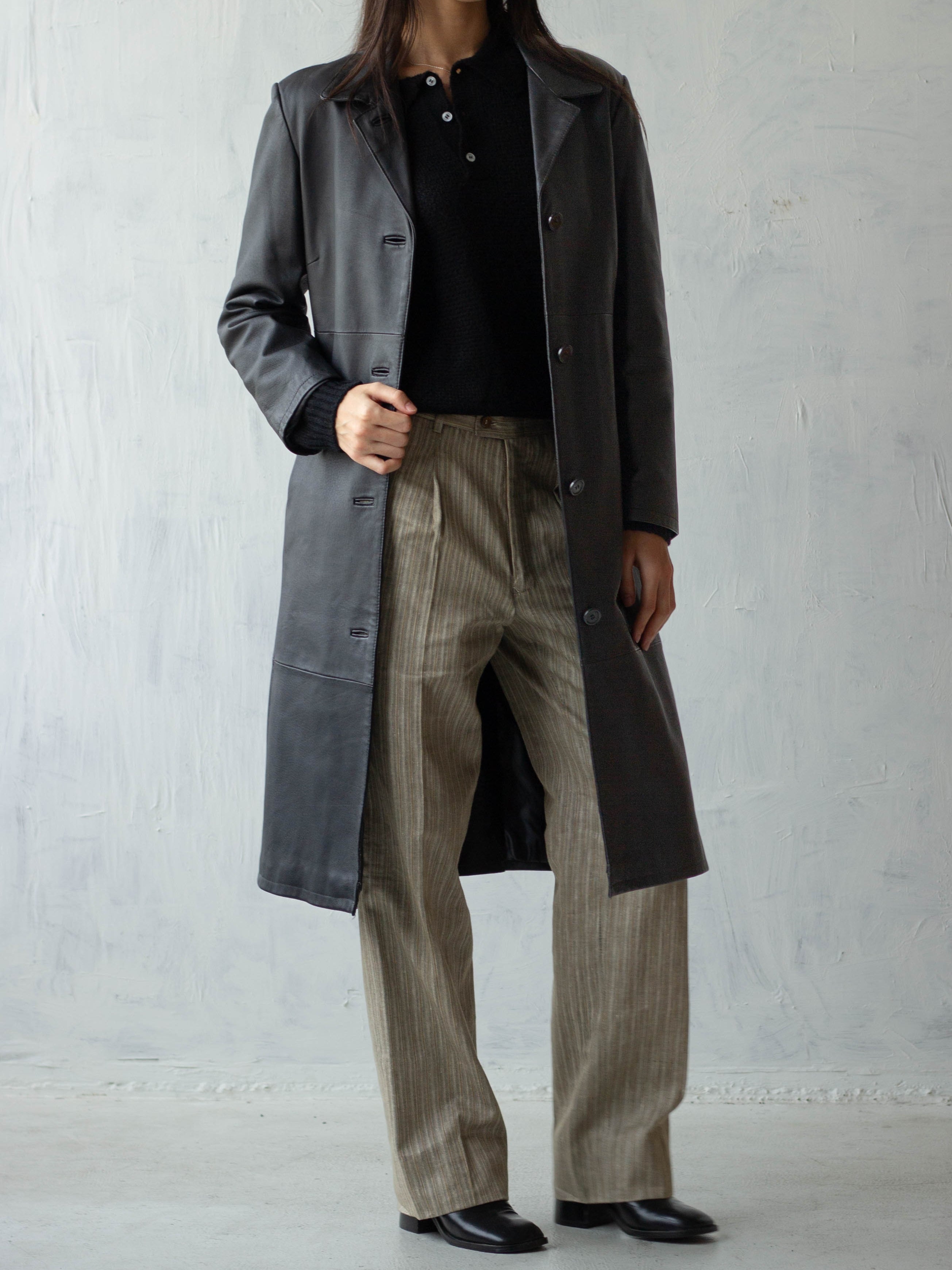 1980~90's Leather Long Coat