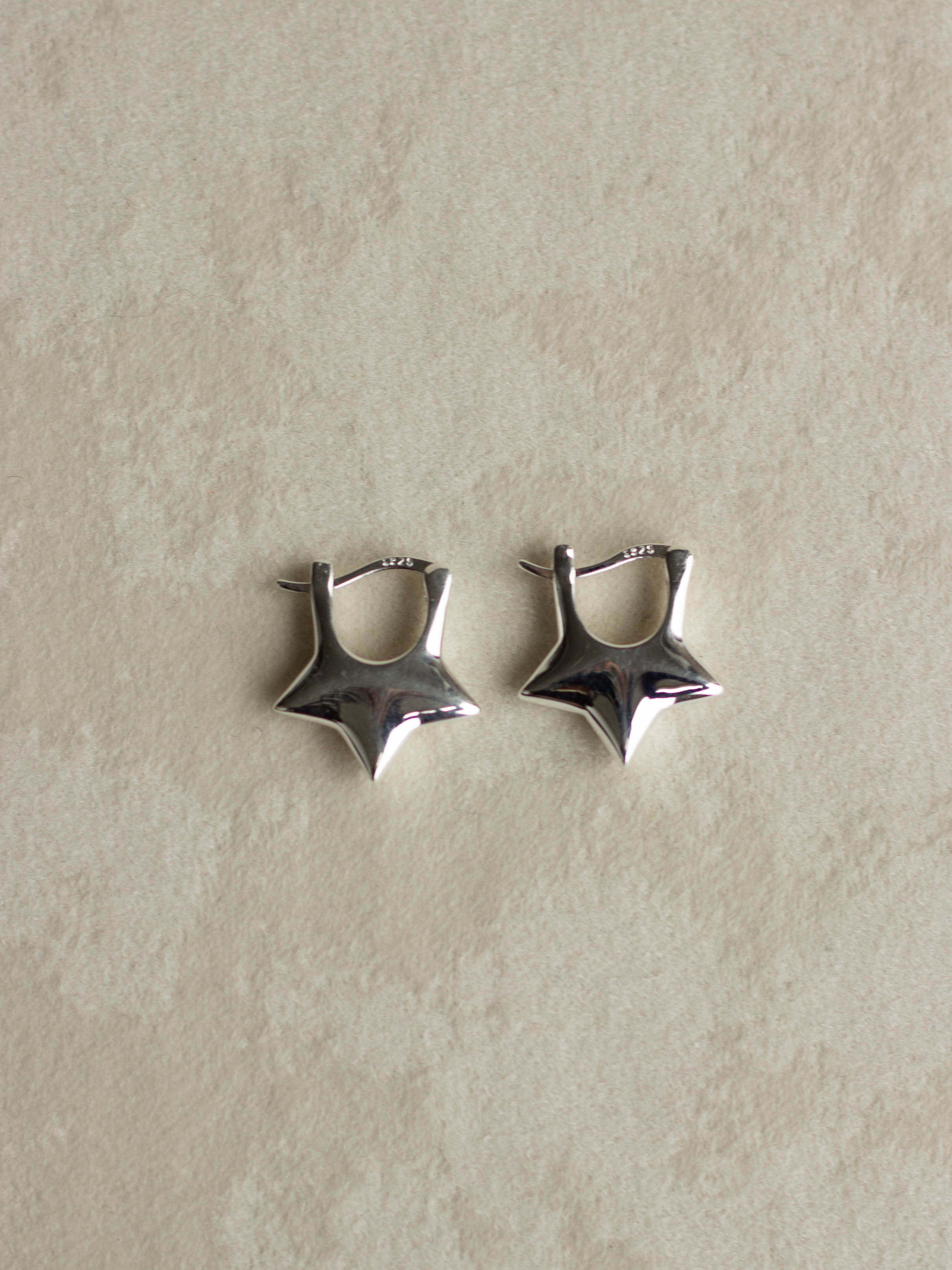 Star Form Silver Earrings