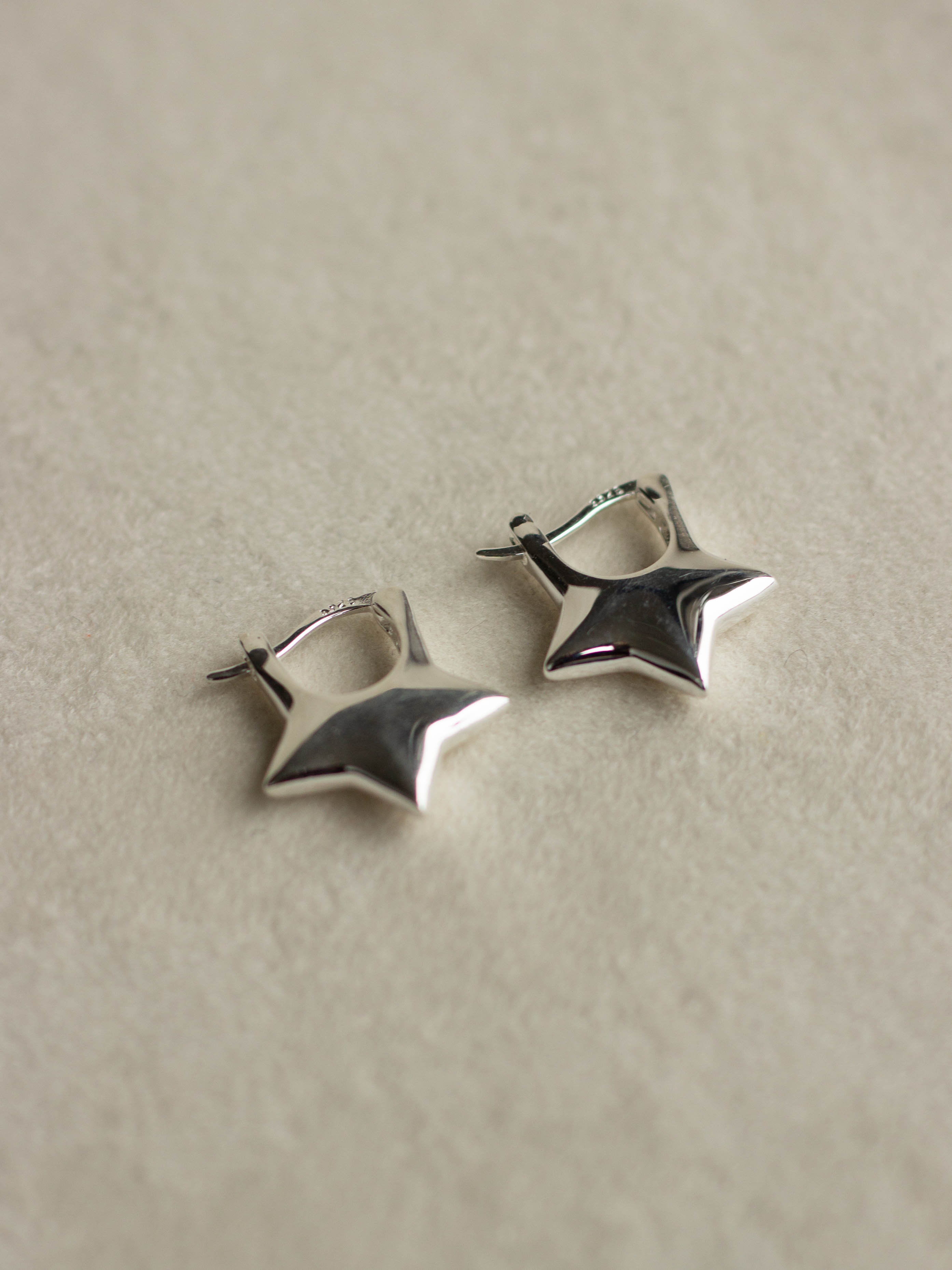 Star Form Silver Earrings
