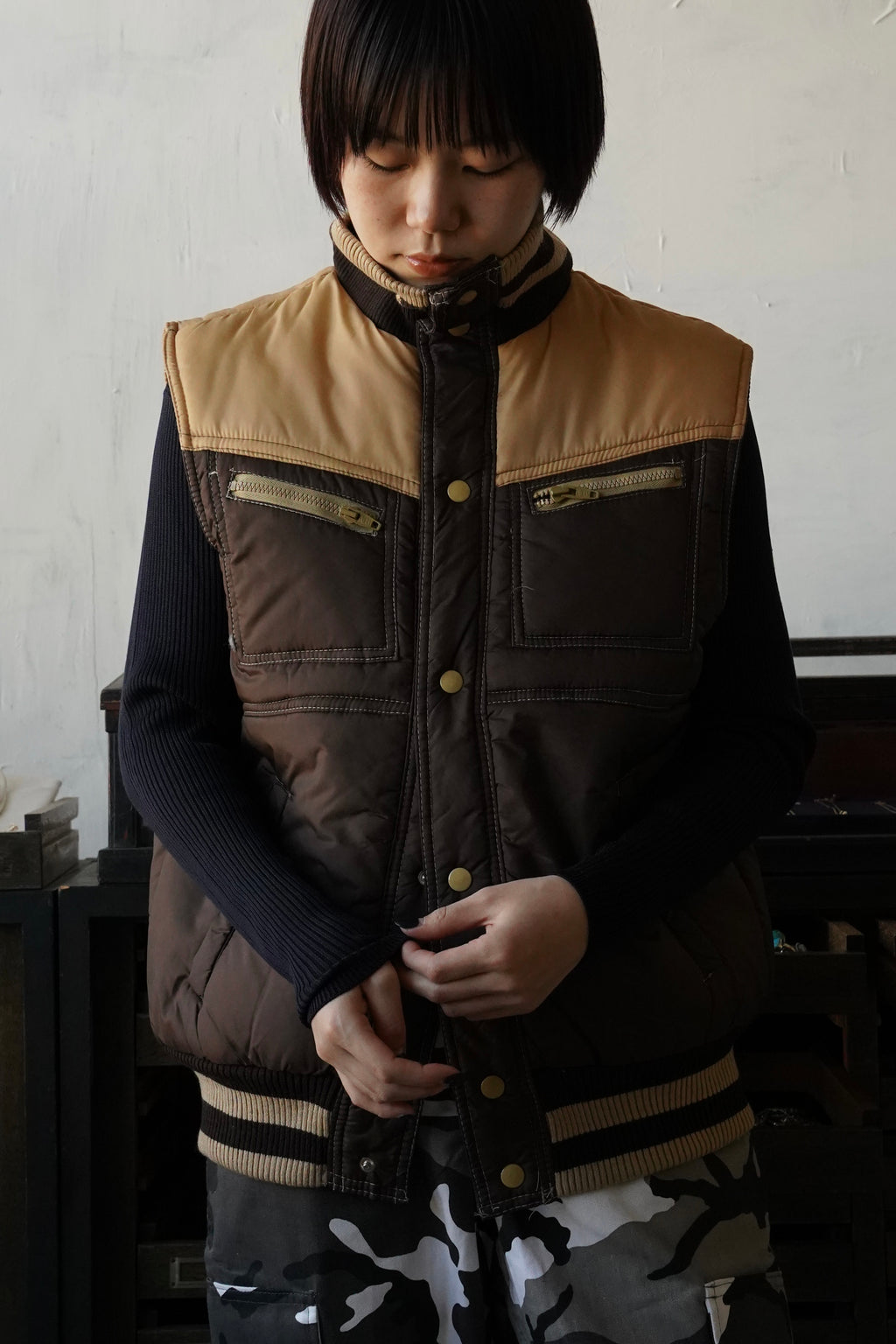 Two-Tone Padded Varsity Vest