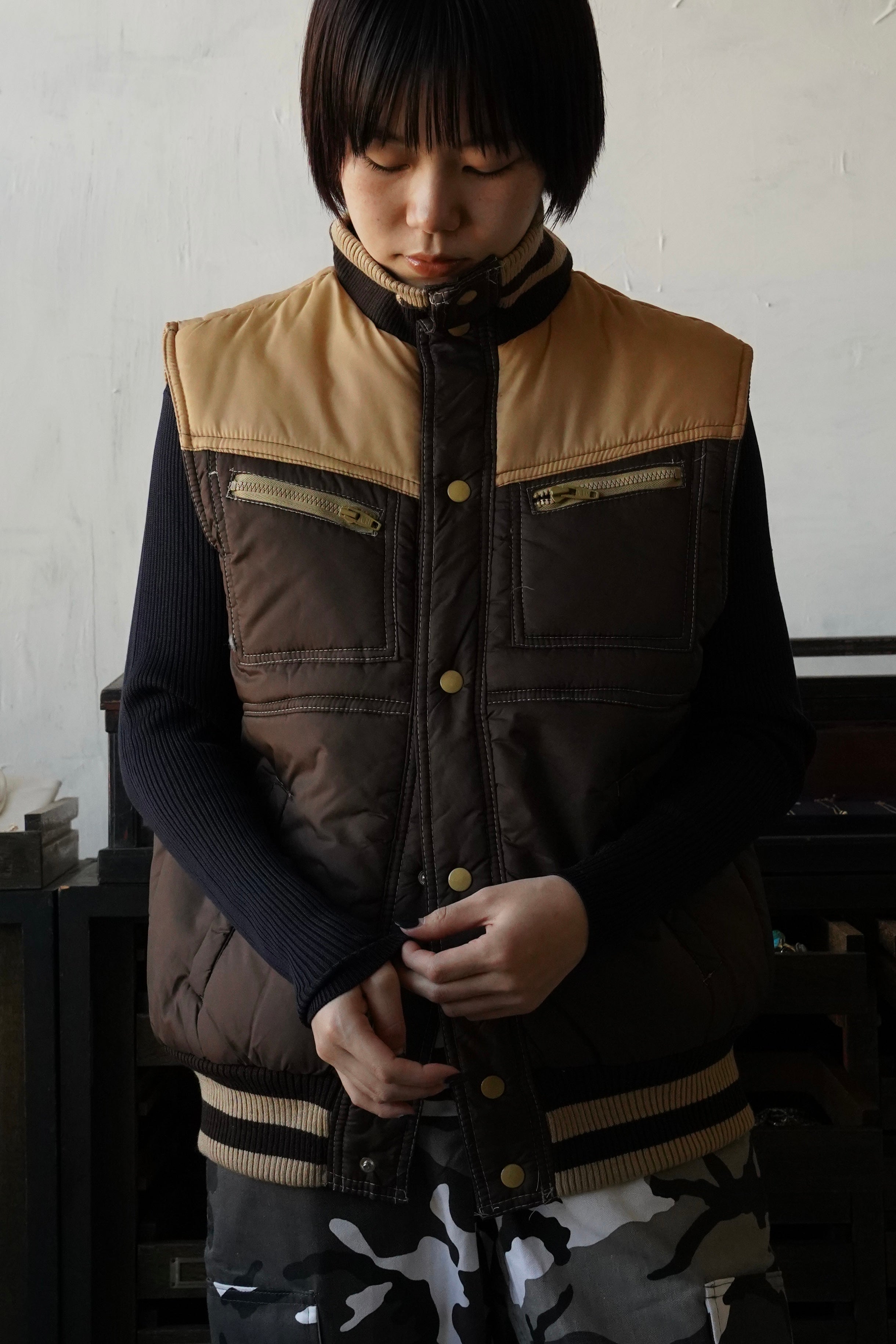 Two-Tone Padded Varsity Vest