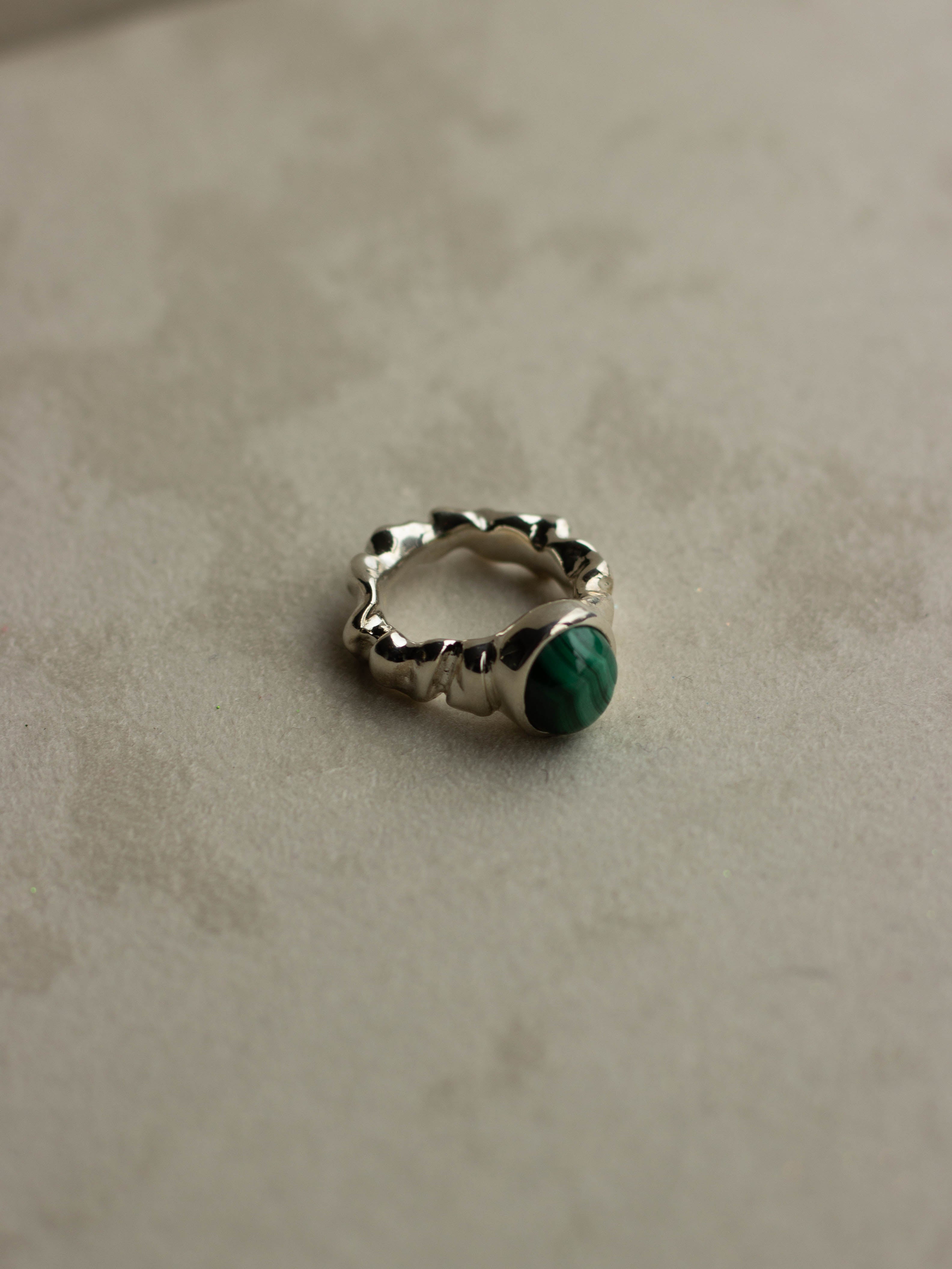 "Isabella Etou" Malachite Crush Ring