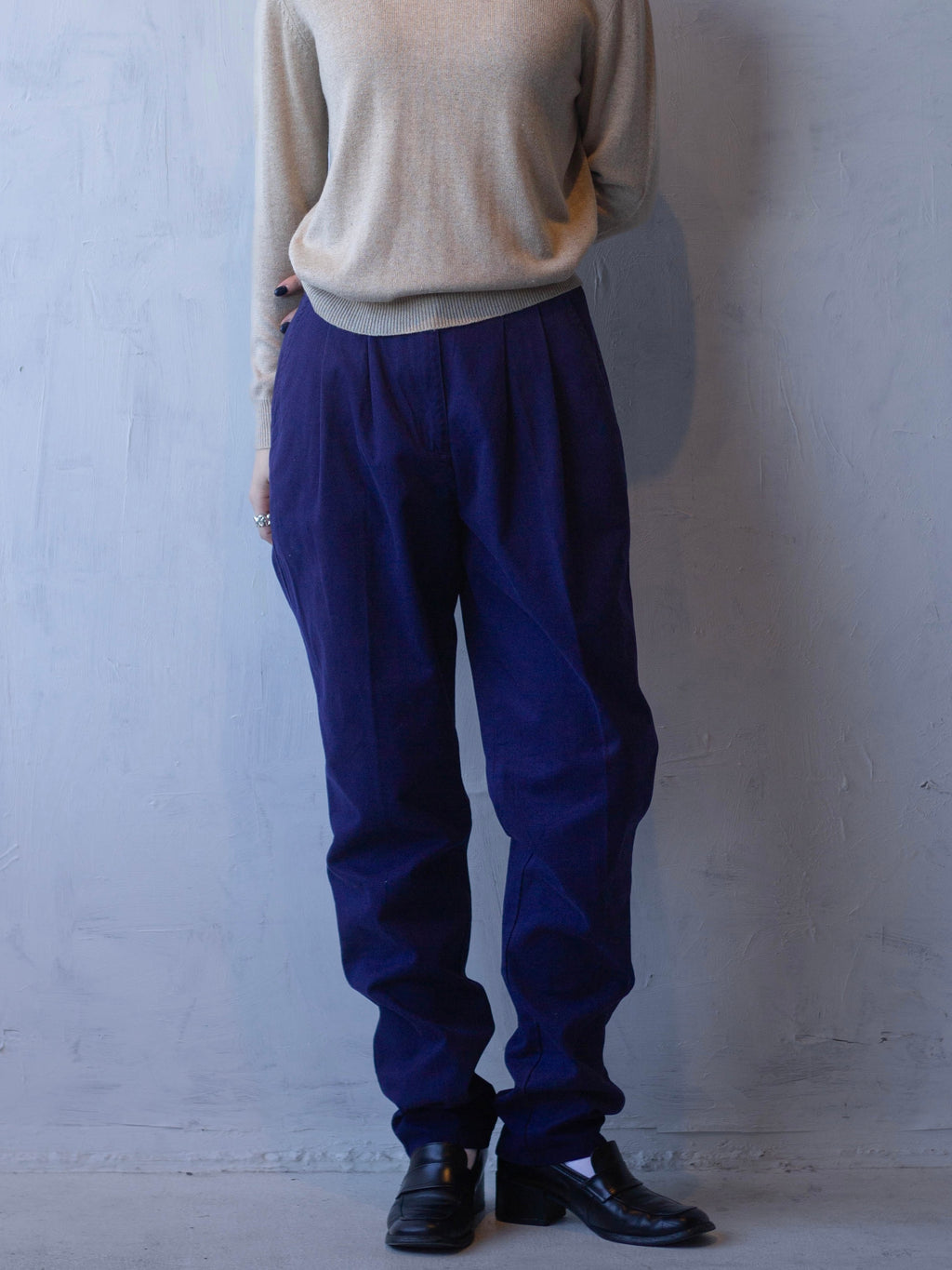 "Woolrich" Cotton Tuck Trousers - Navy
