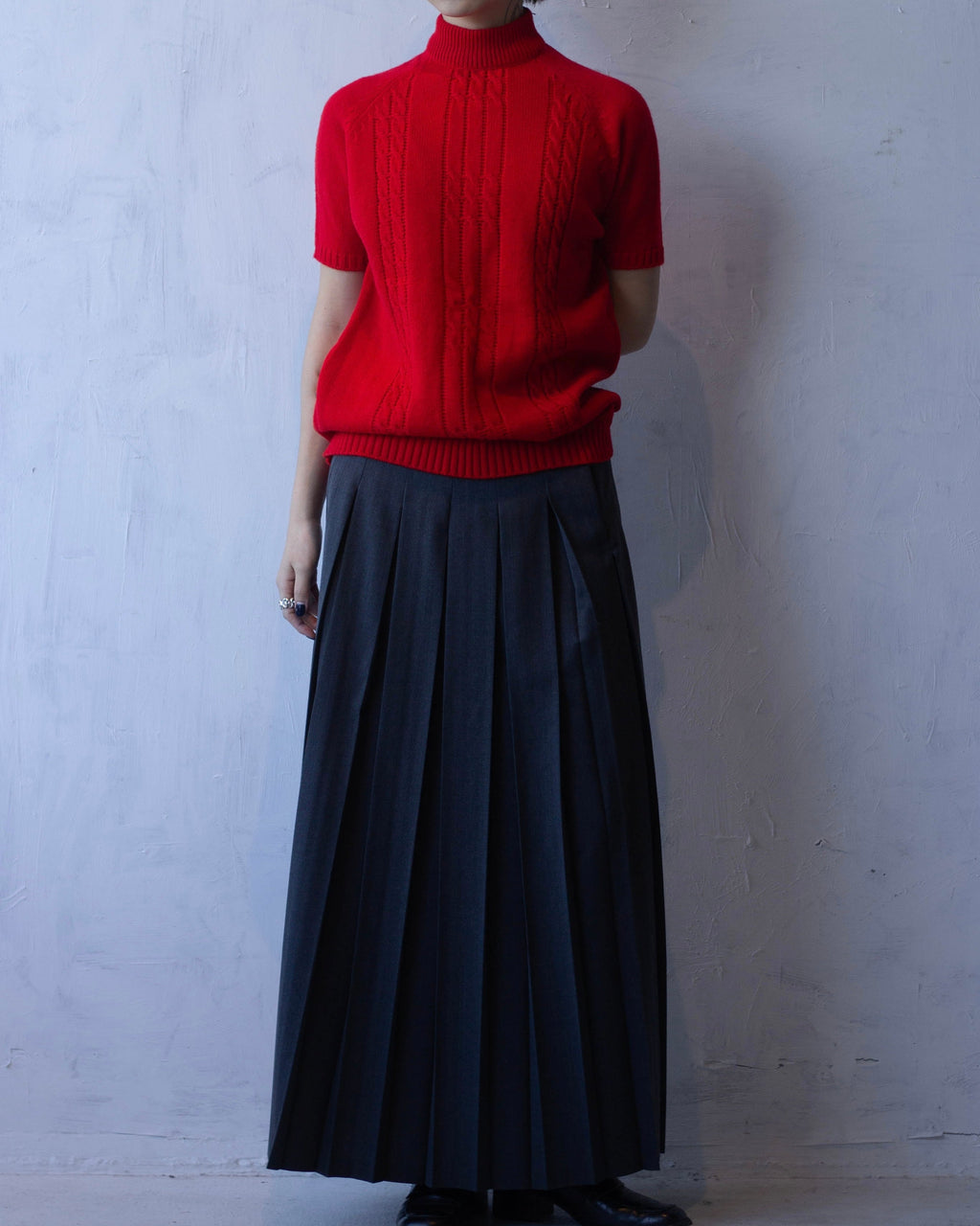 Acrylic S/S Sweater - Red