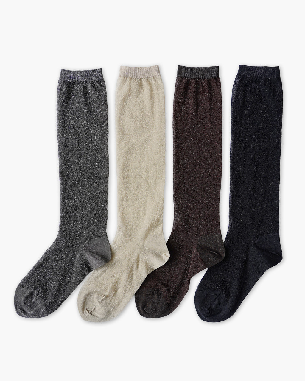 Sheer Glitter Hi Socks - Black