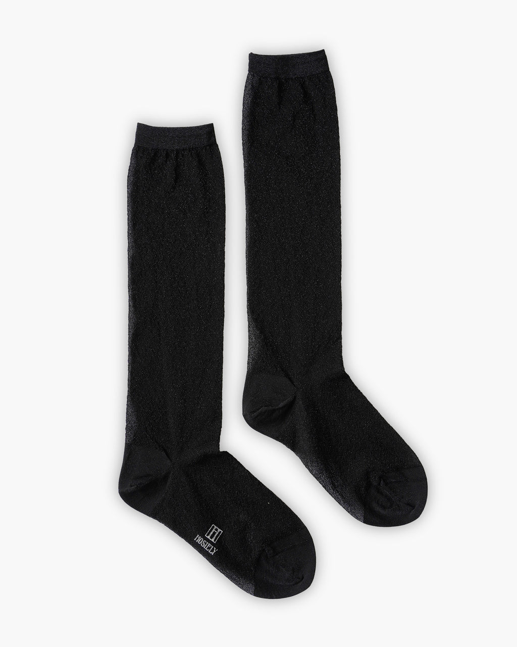 Sheer Glitter Hi Socks - Black