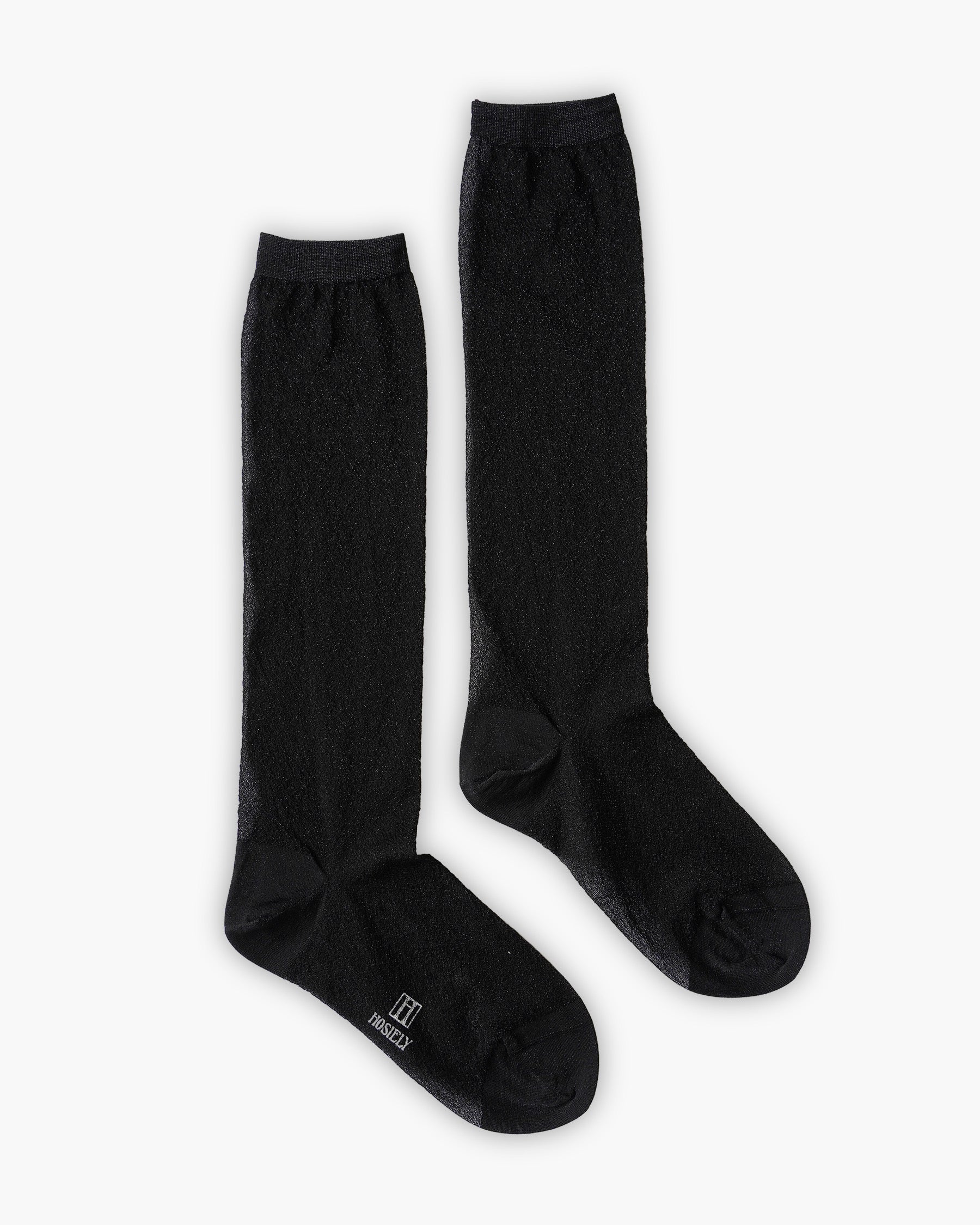 Sheer Glitter Hi Socks - Black