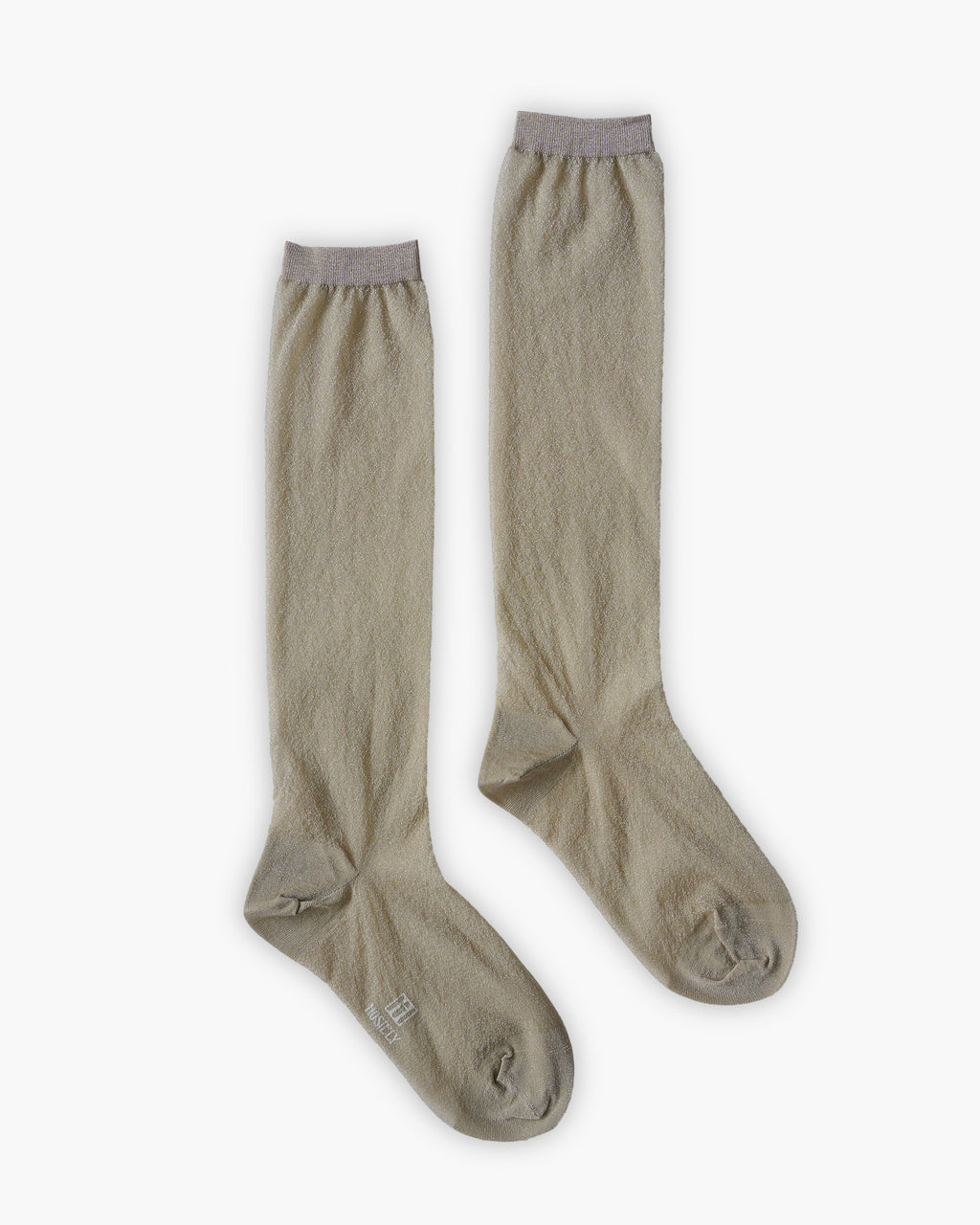 Sheer Glitter Hi Socks - Cream