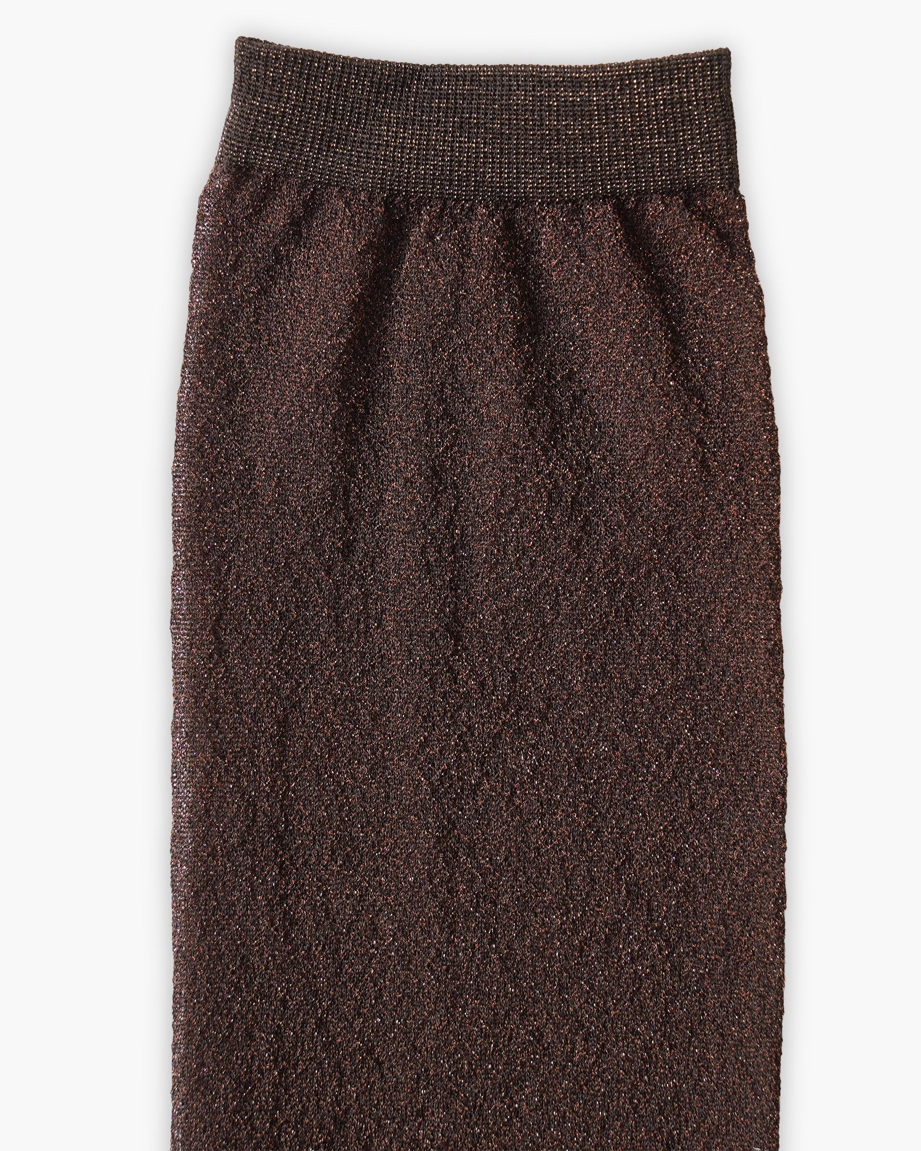 Sheer Glitter Hi Socks - Brown