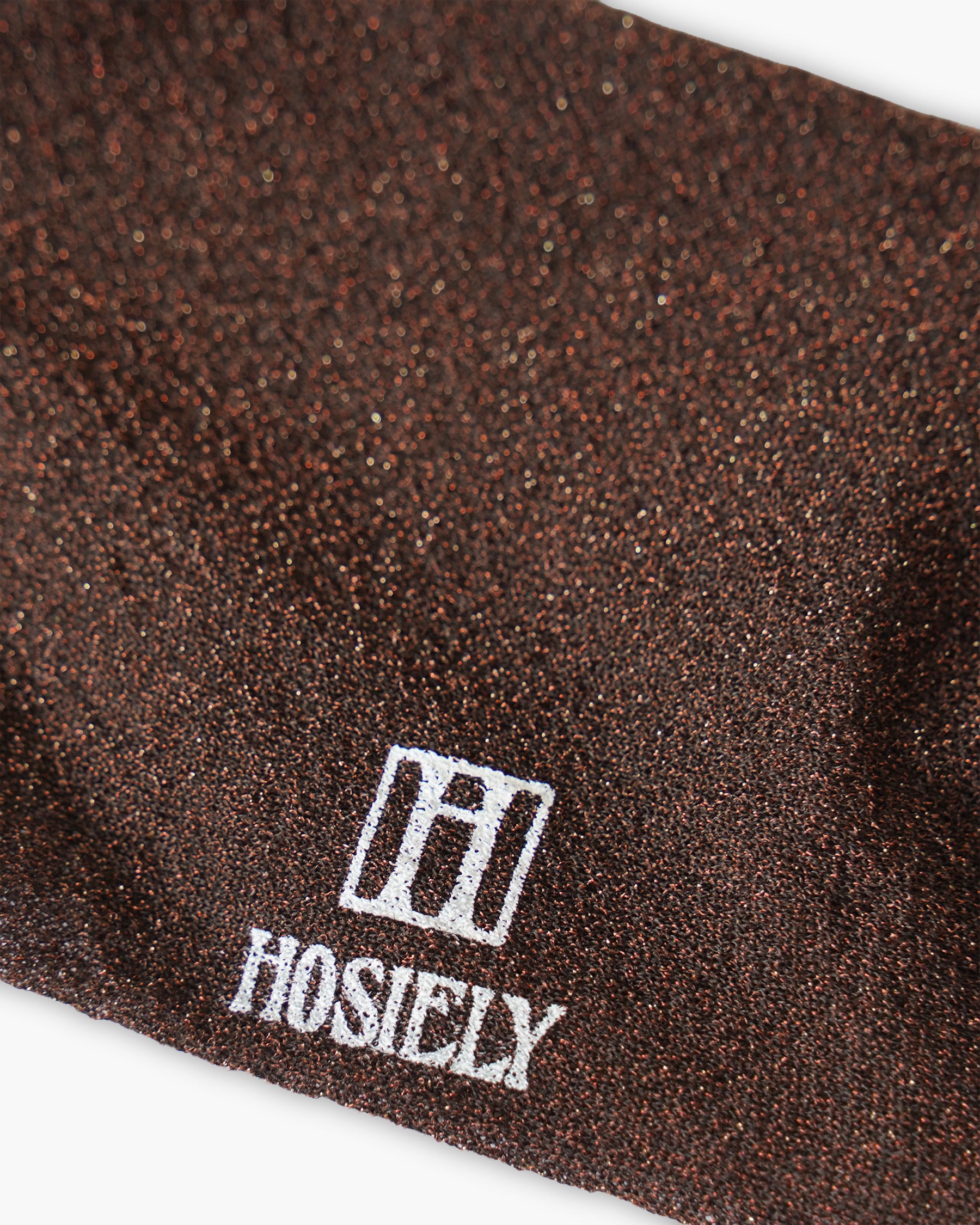 Sheer Glitter Hi Socks - Brown