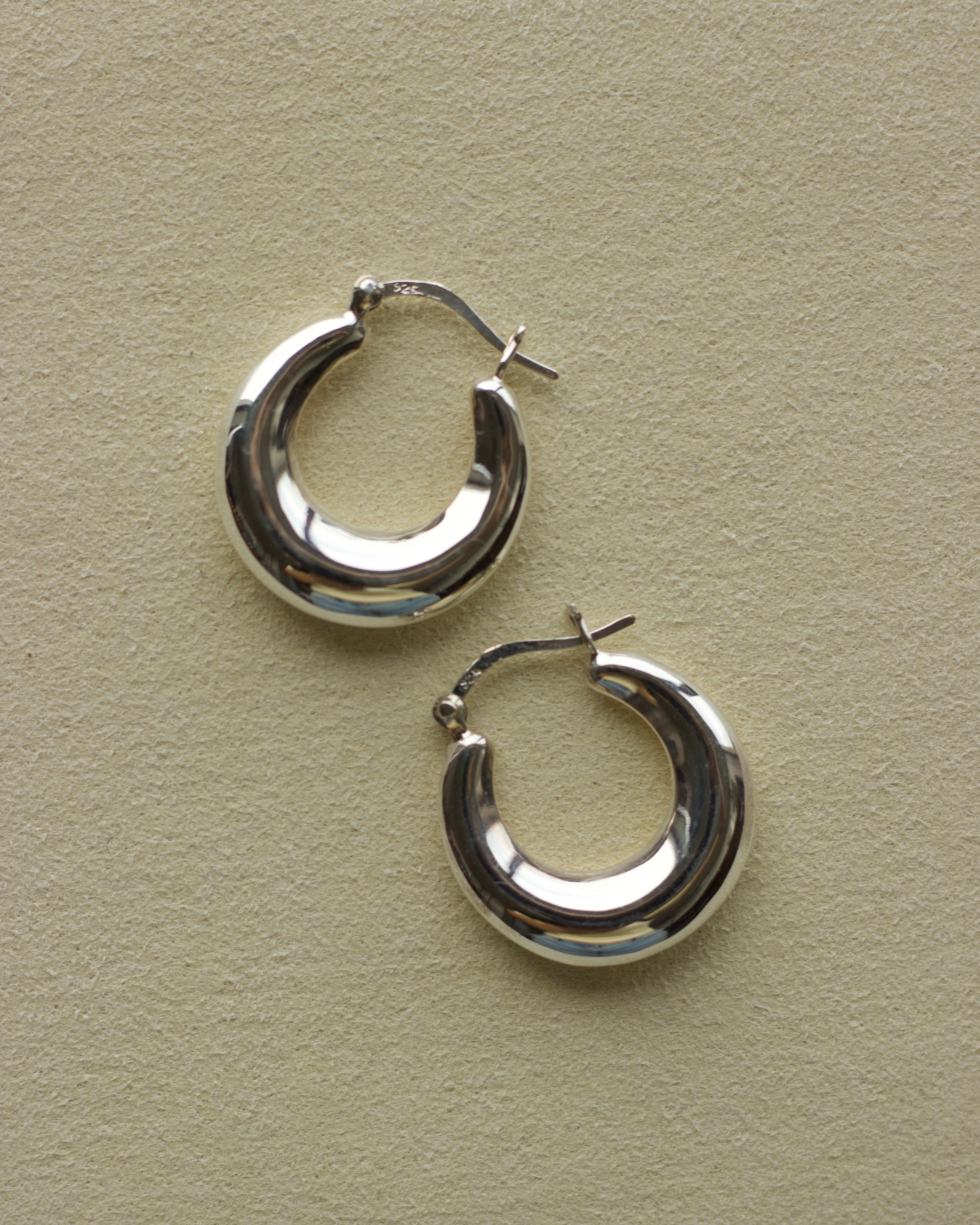 Silver Polished Hoop Earrings (SVE25016)
