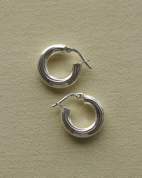 Vintage] Silver Lined Hoops | シルバー925ピアス | ビンテージ 