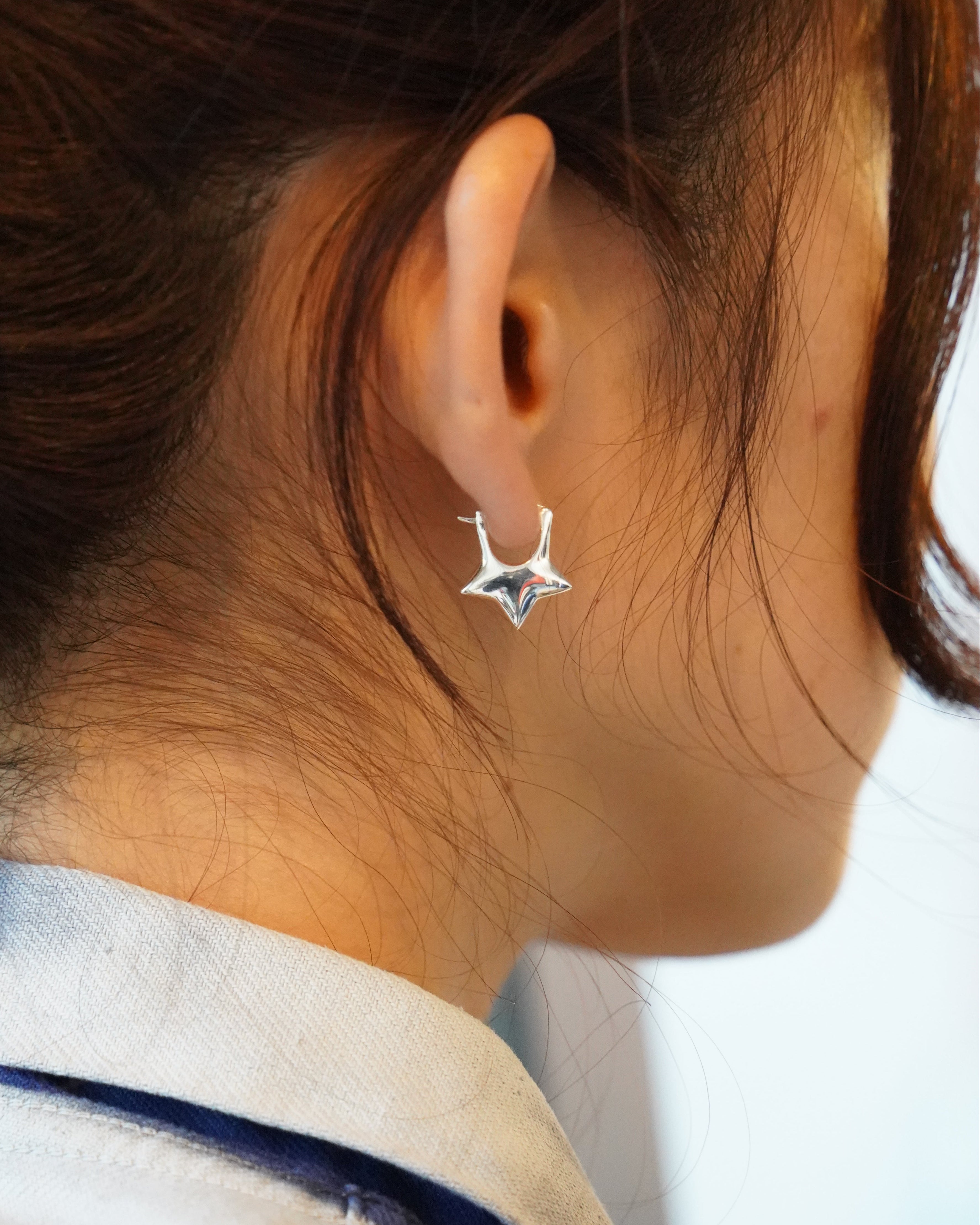 Star Form Silver Earrings