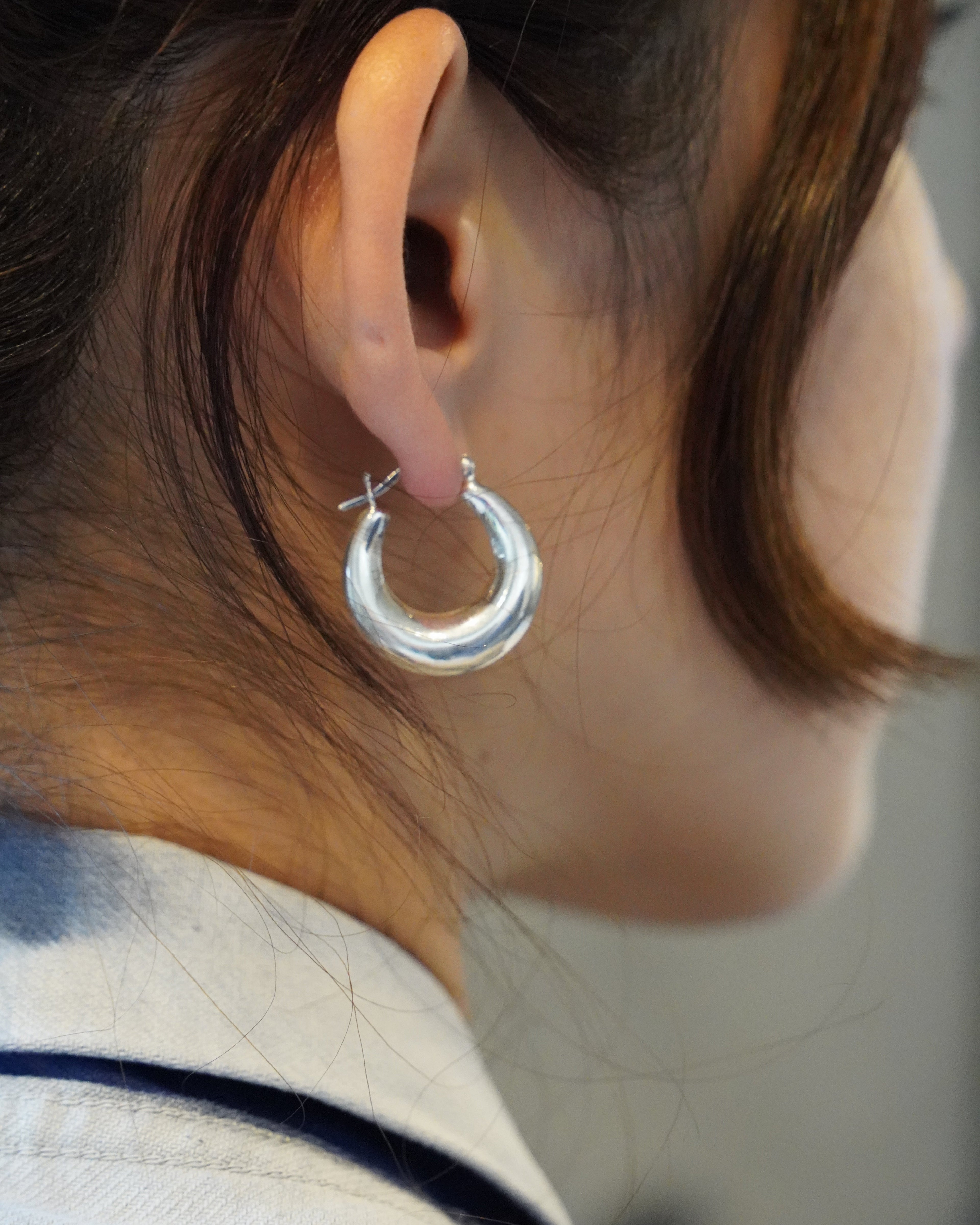 Silver Polished Hoop Earrings (SVE25016)