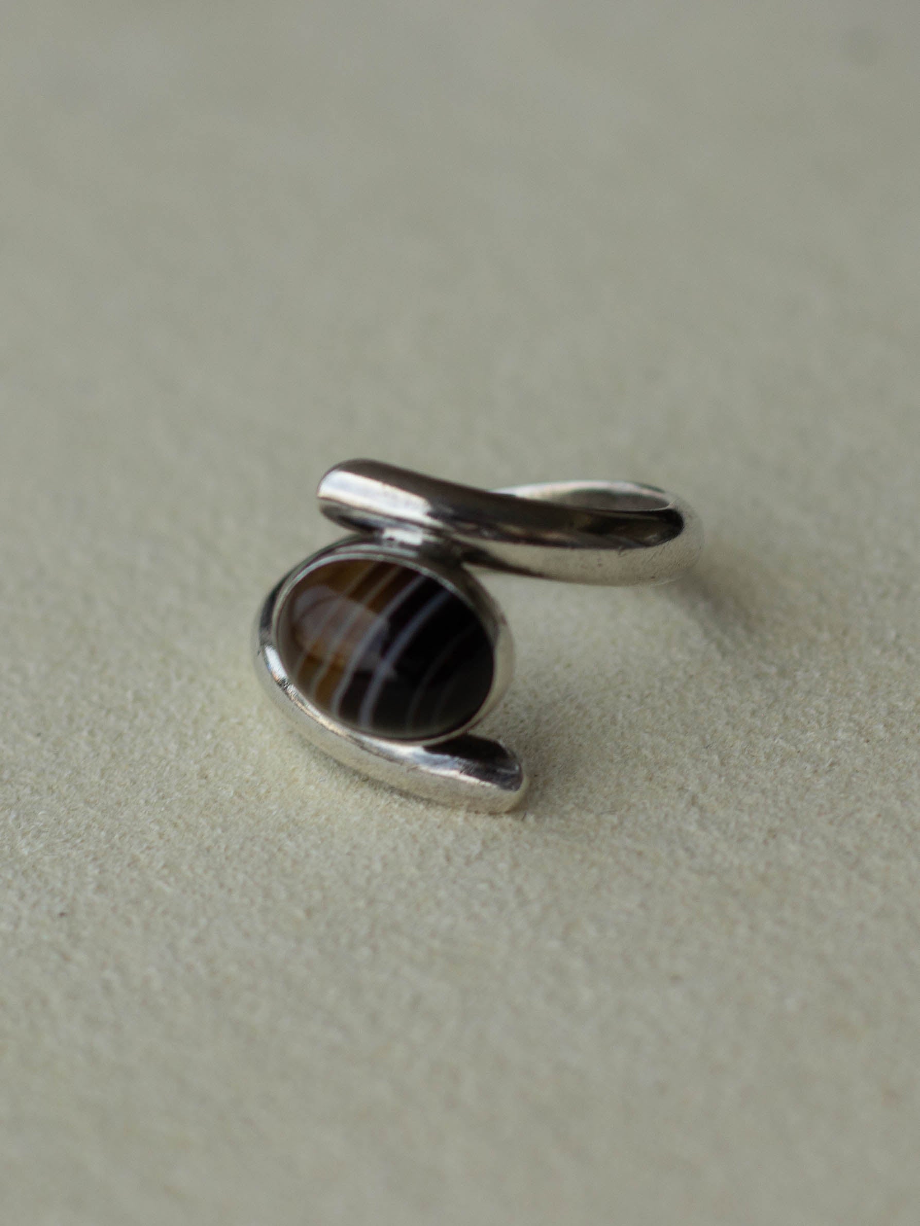 Silver Agate Wrap Statement Ring (SVR-25SS018)