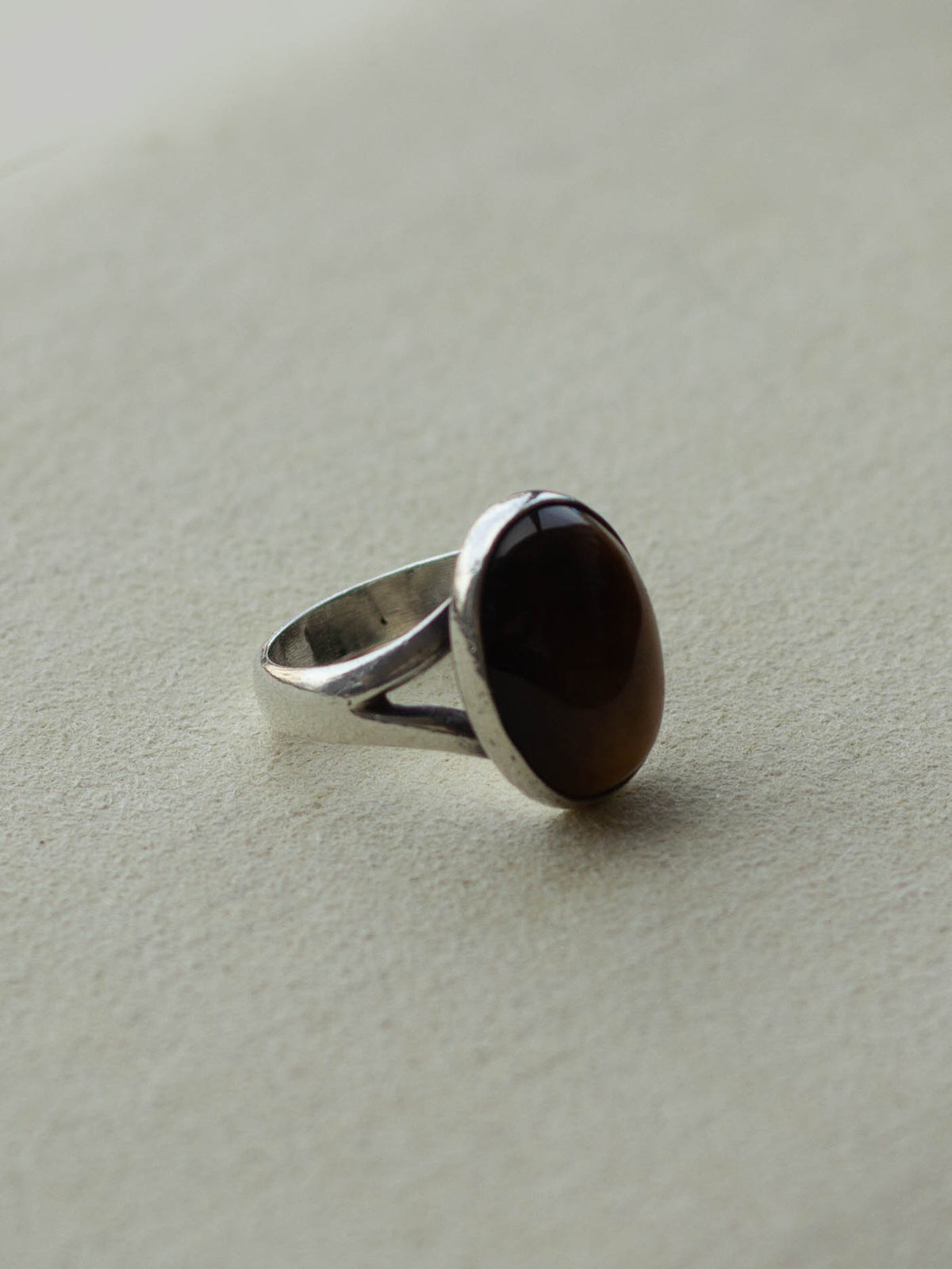 Silver Tigers Eye Oval Statement Ring (SVR-25SS023)