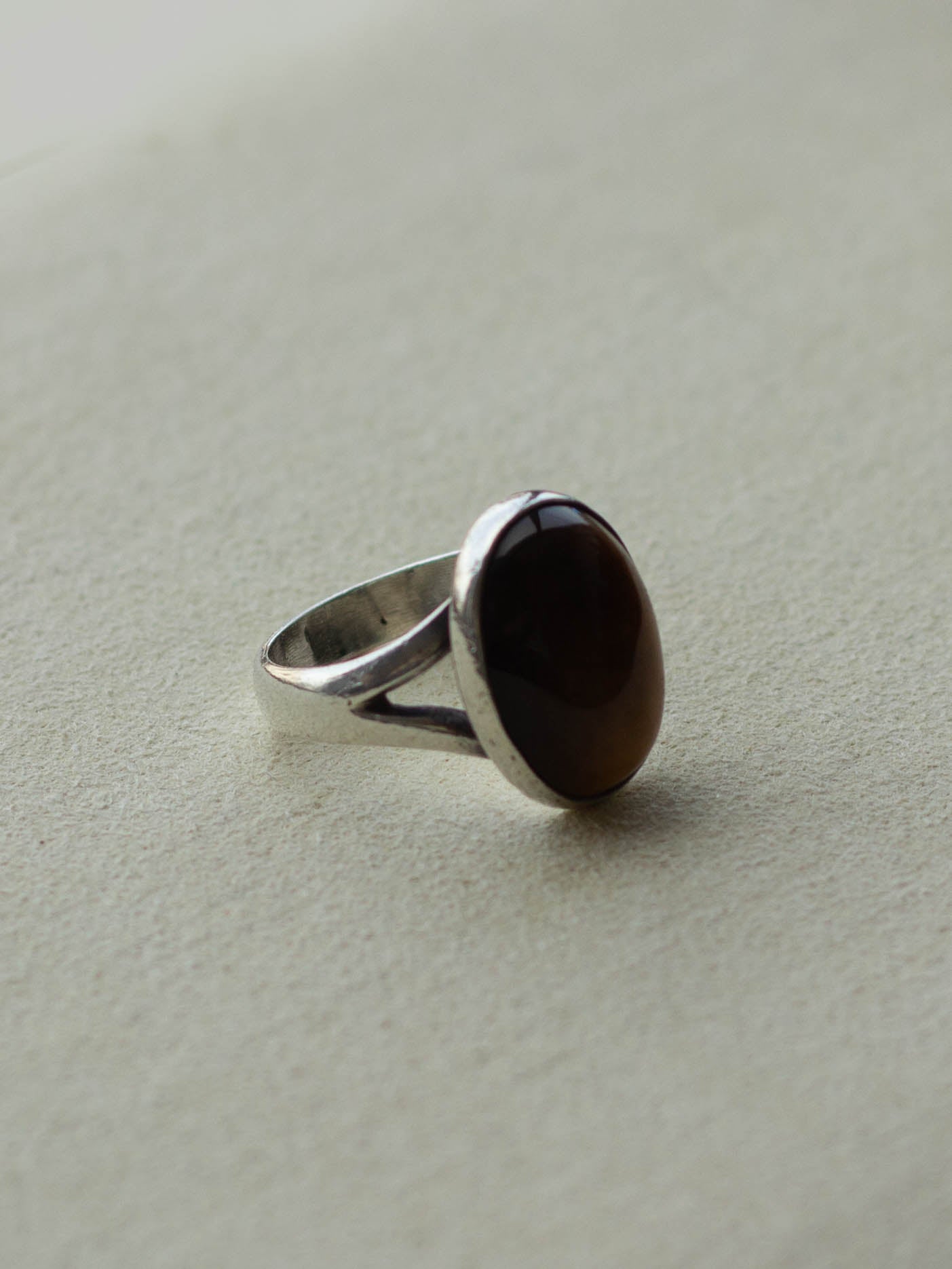 Silver Tigers Eye Oval Statement Ring (SVR-25SS023)
