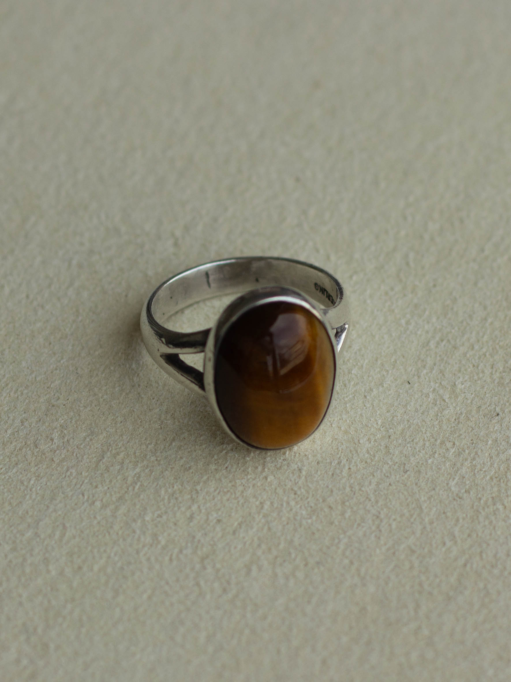 Silver Tigers Eye Oval Statement Ring (SVR-25SS023)