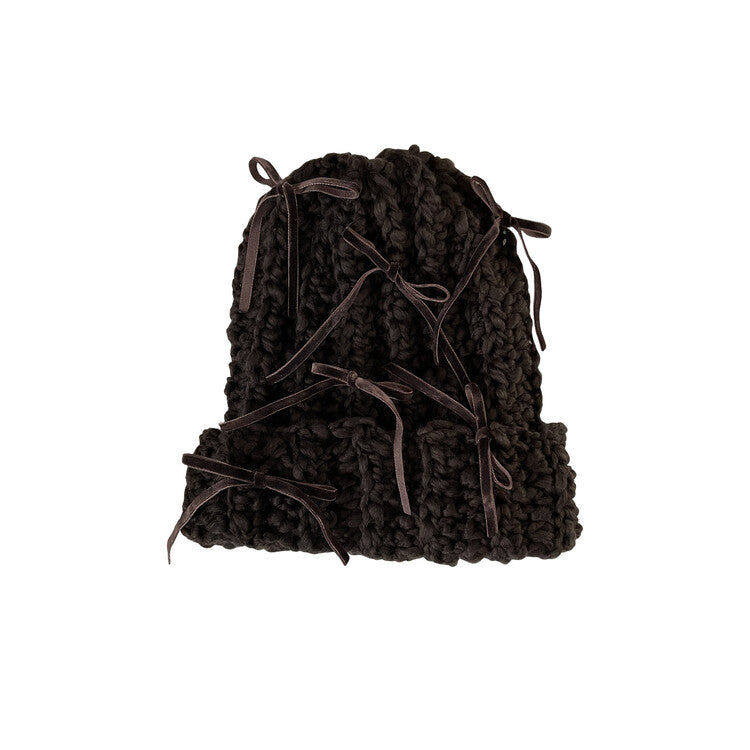 "CROCHEANT" Ribbon Beanie - Brown
