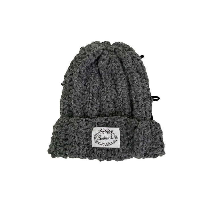 "CROCHEANT" Ribbon Beanie - Gray