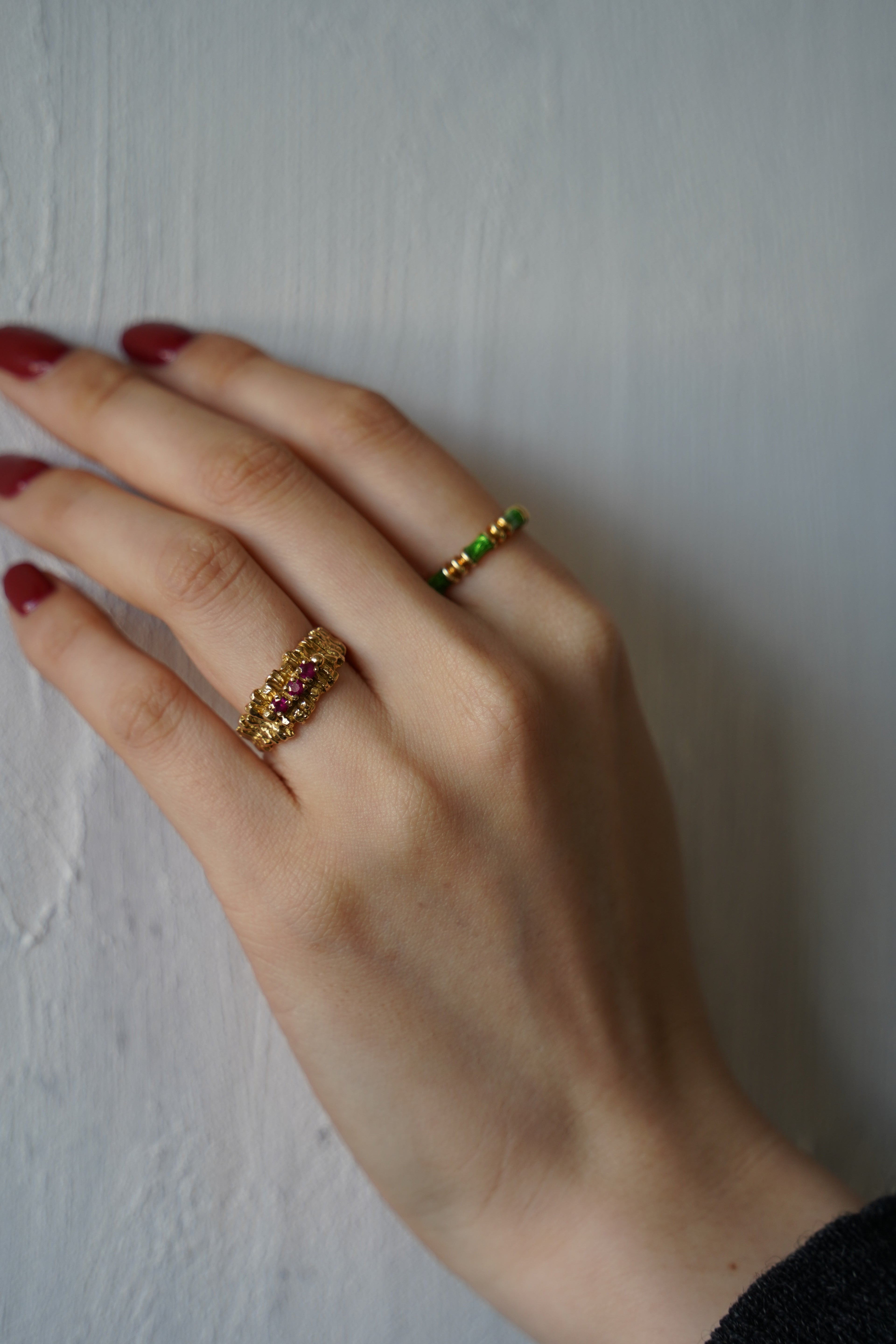 Tiffany & Co. 18K Gold Green Enamel Band Ring (GDR-25013)