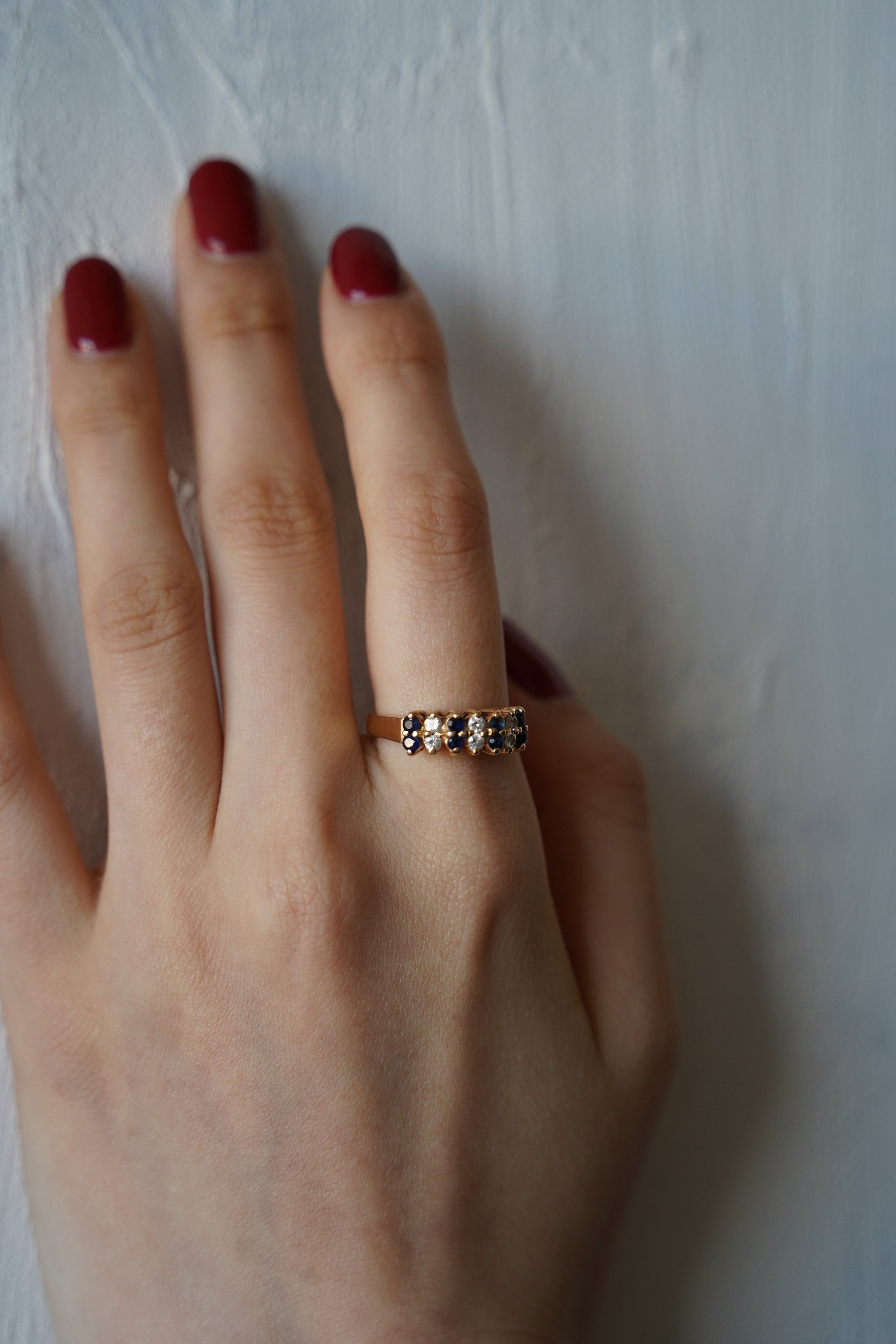 14K Gold Sapphire & Diamond Band Ring (GDR-33)