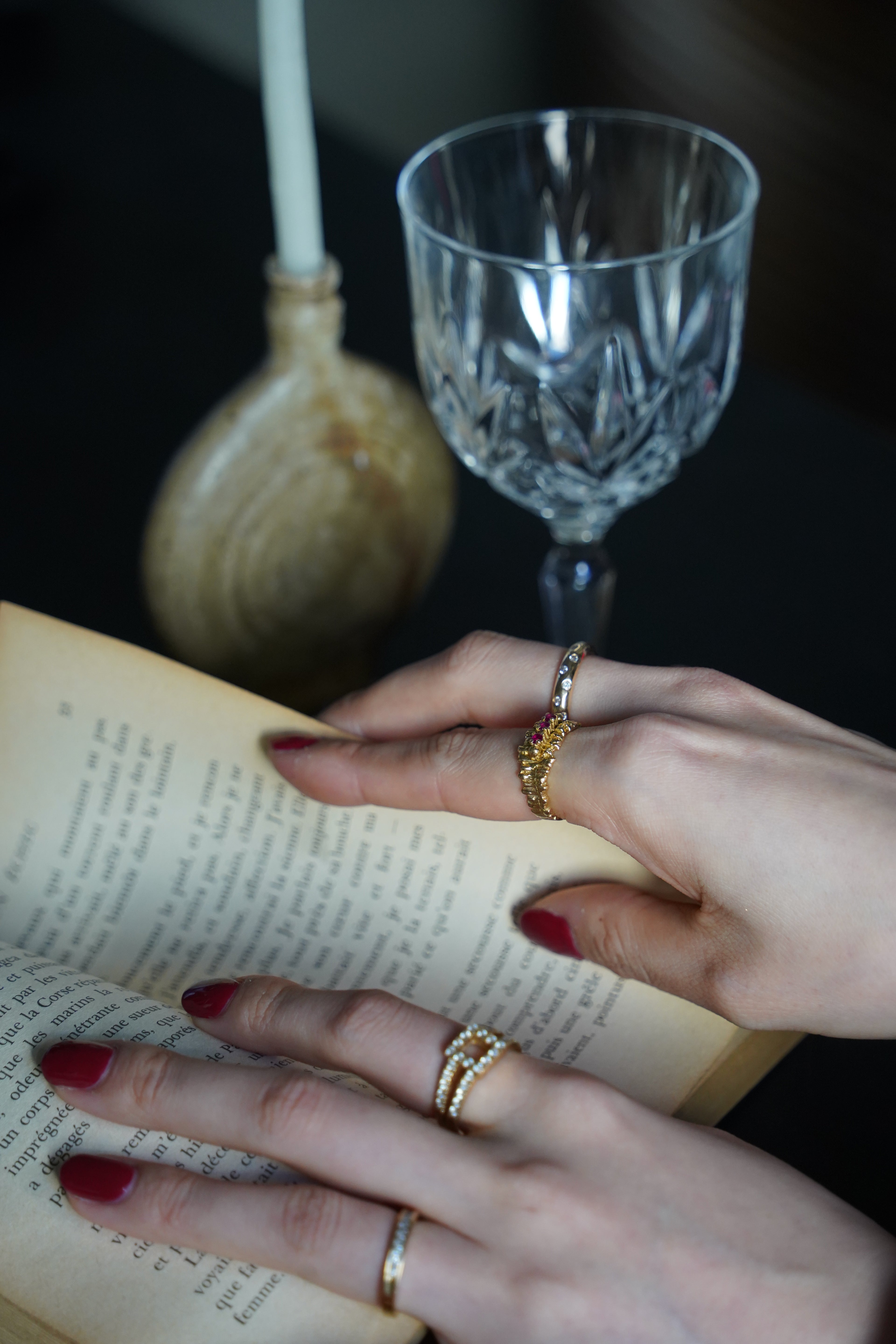 14K Matte Dotted Diamond Ring (GDR-42)