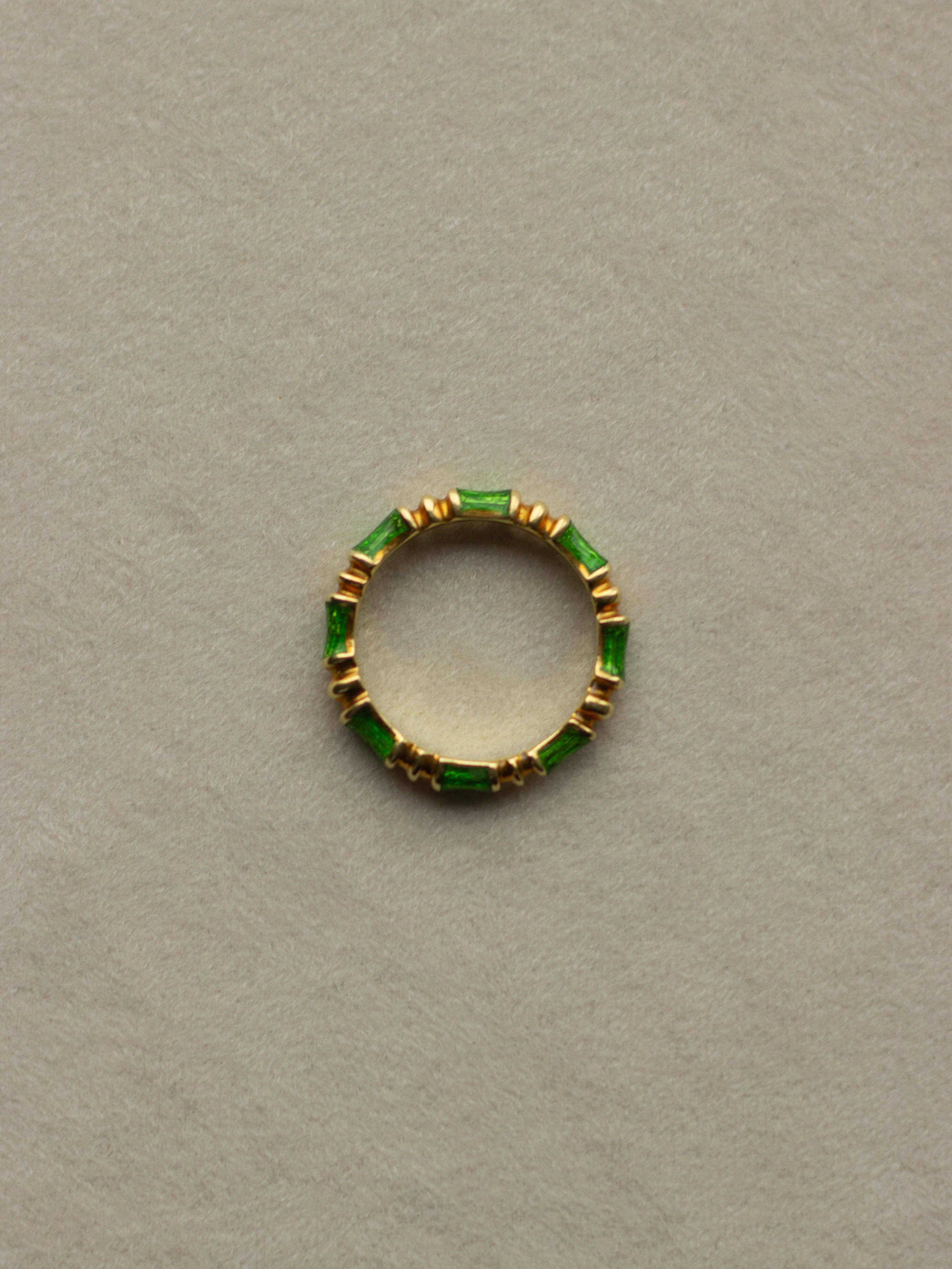 Tiffany & Co. 18K Gold Green Enamel Band Ring (GDR-25013)