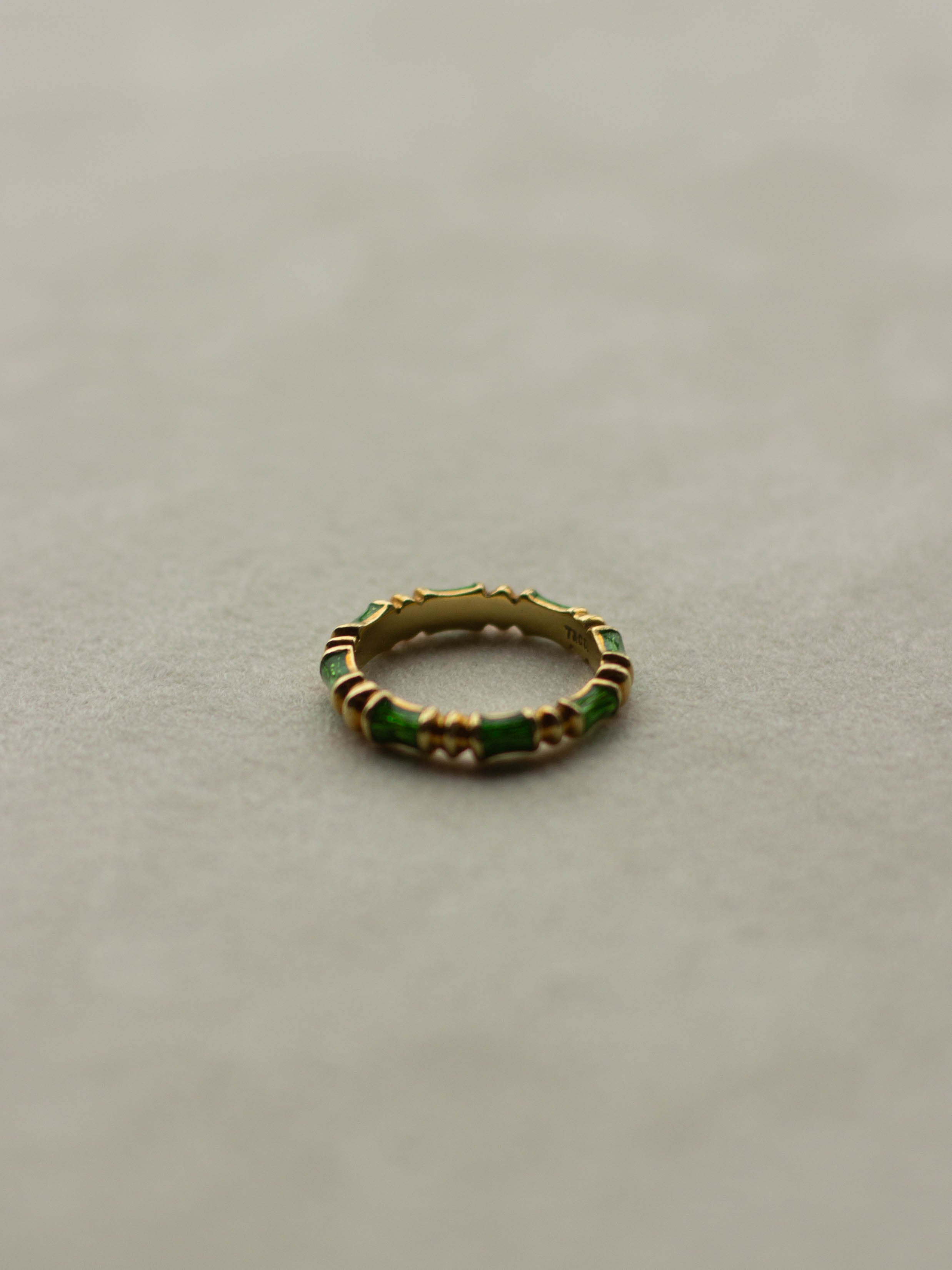 Tiffany & Co. 18K Gold Green Enamel Band Ring (GDR-25013)