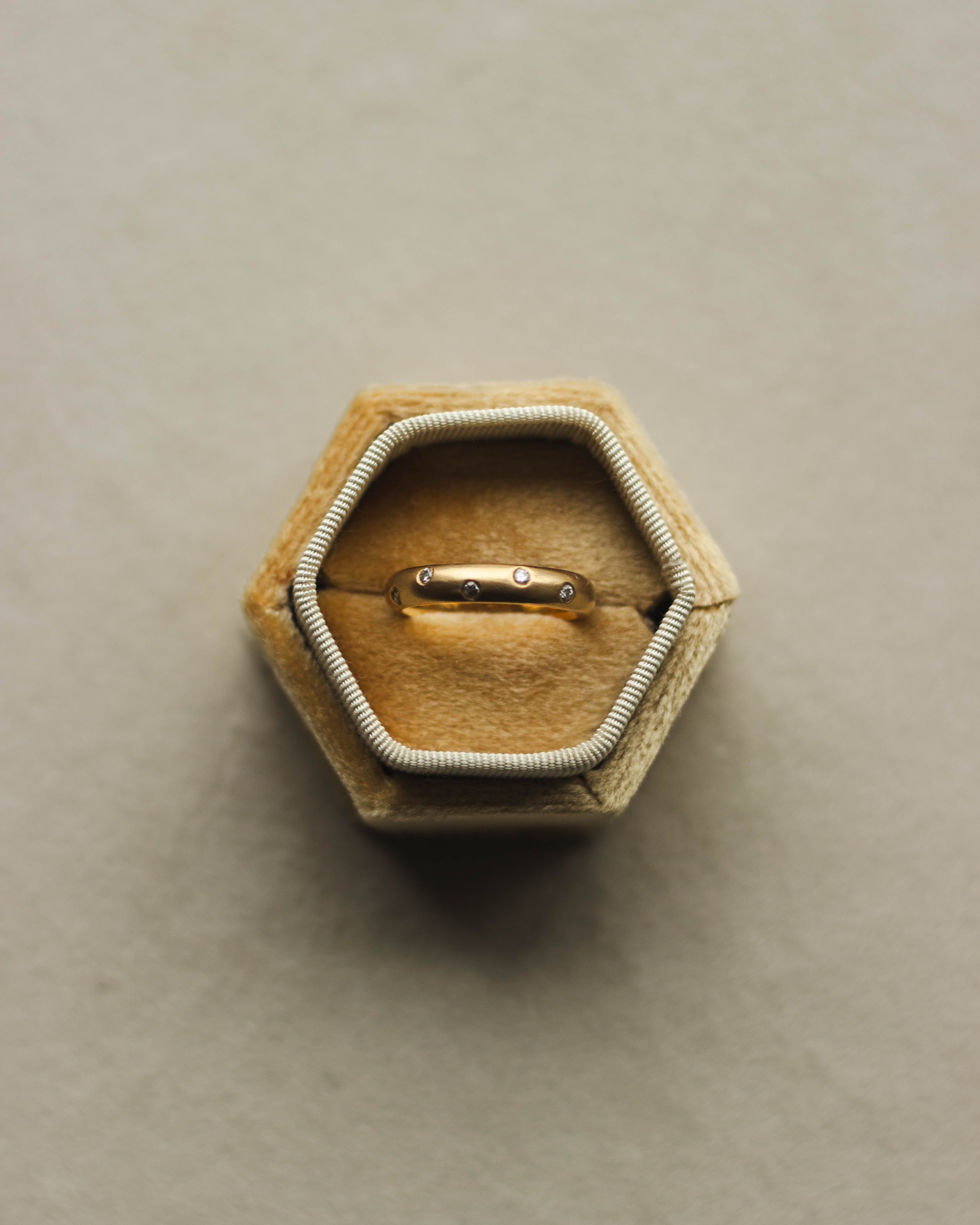 14K Matte Dotted Diamond Ring (GDR-42)