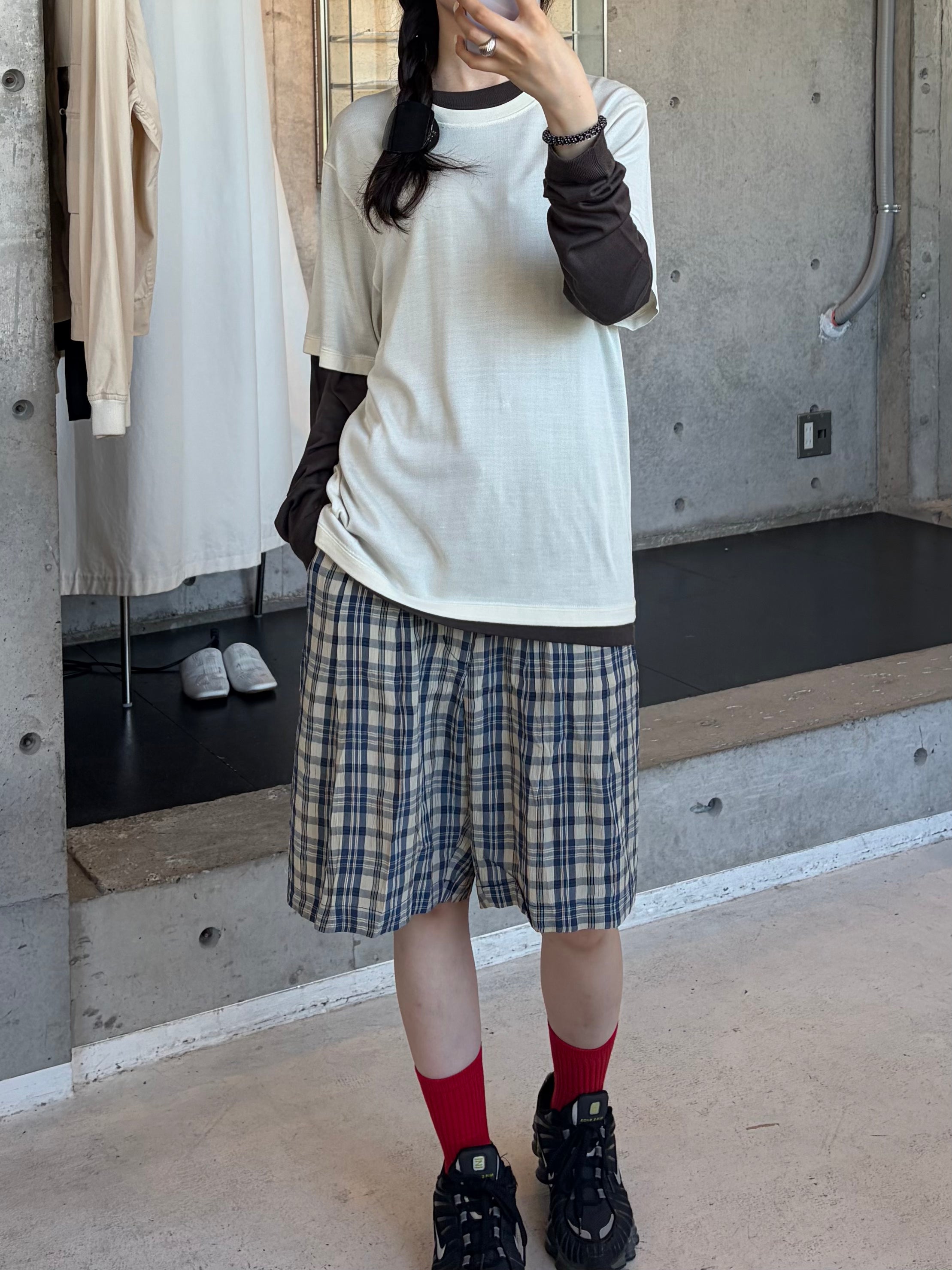 "GOOUCH" Rayon Plaid Shorts