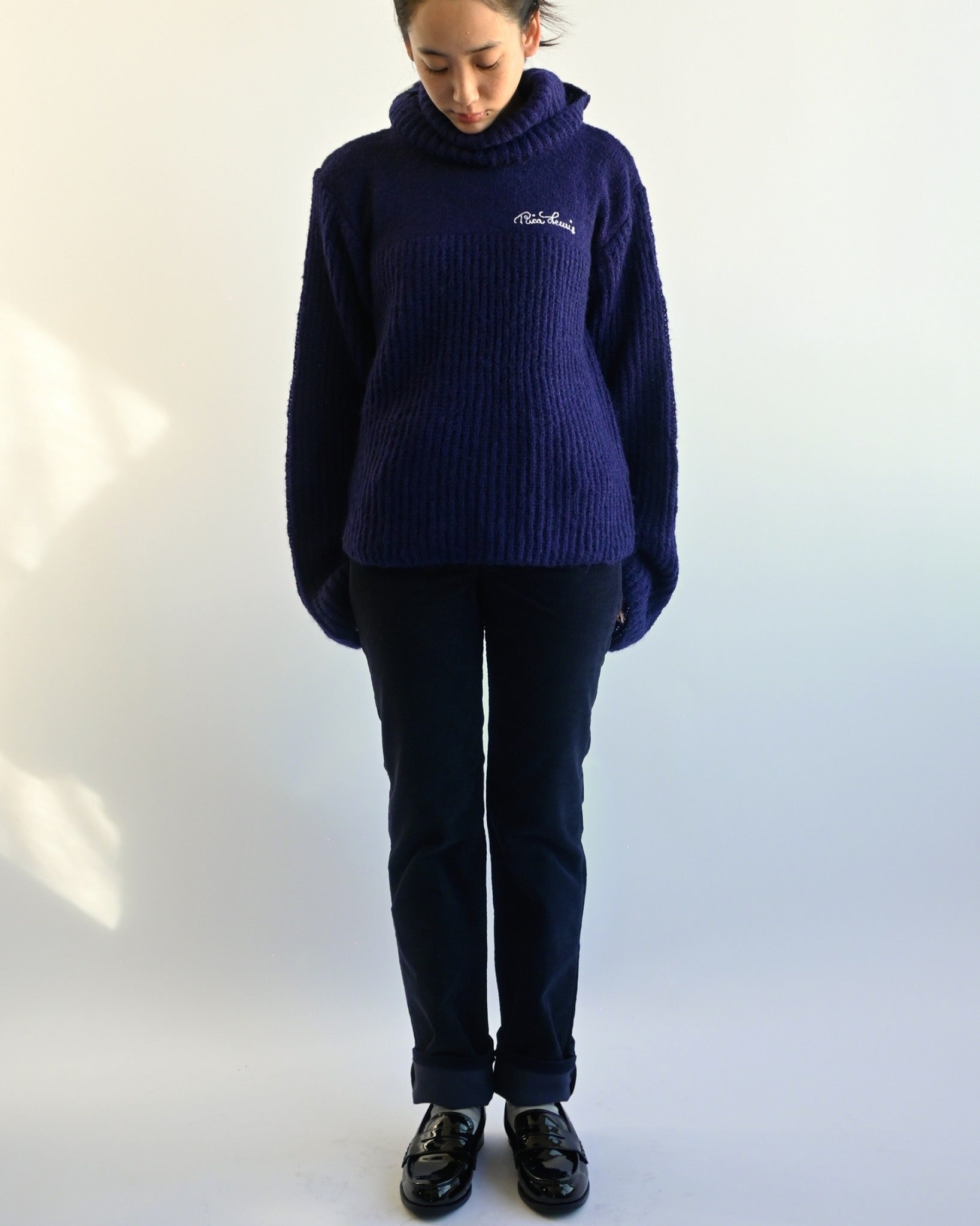 Navy Embroidered Knit
