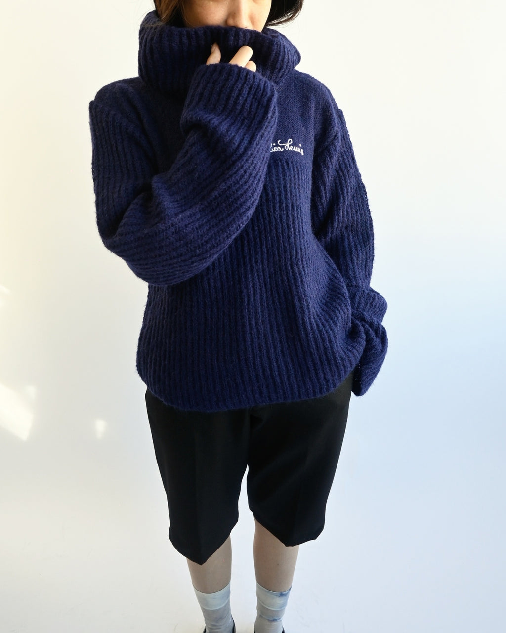 Navy Embroidered Knit