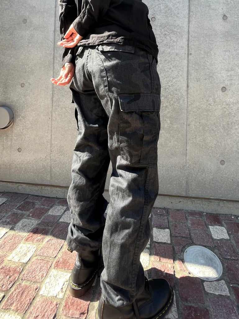 404 BLACK] Over-Dyed Cotton x Poly 6 Pockets Pants Camo