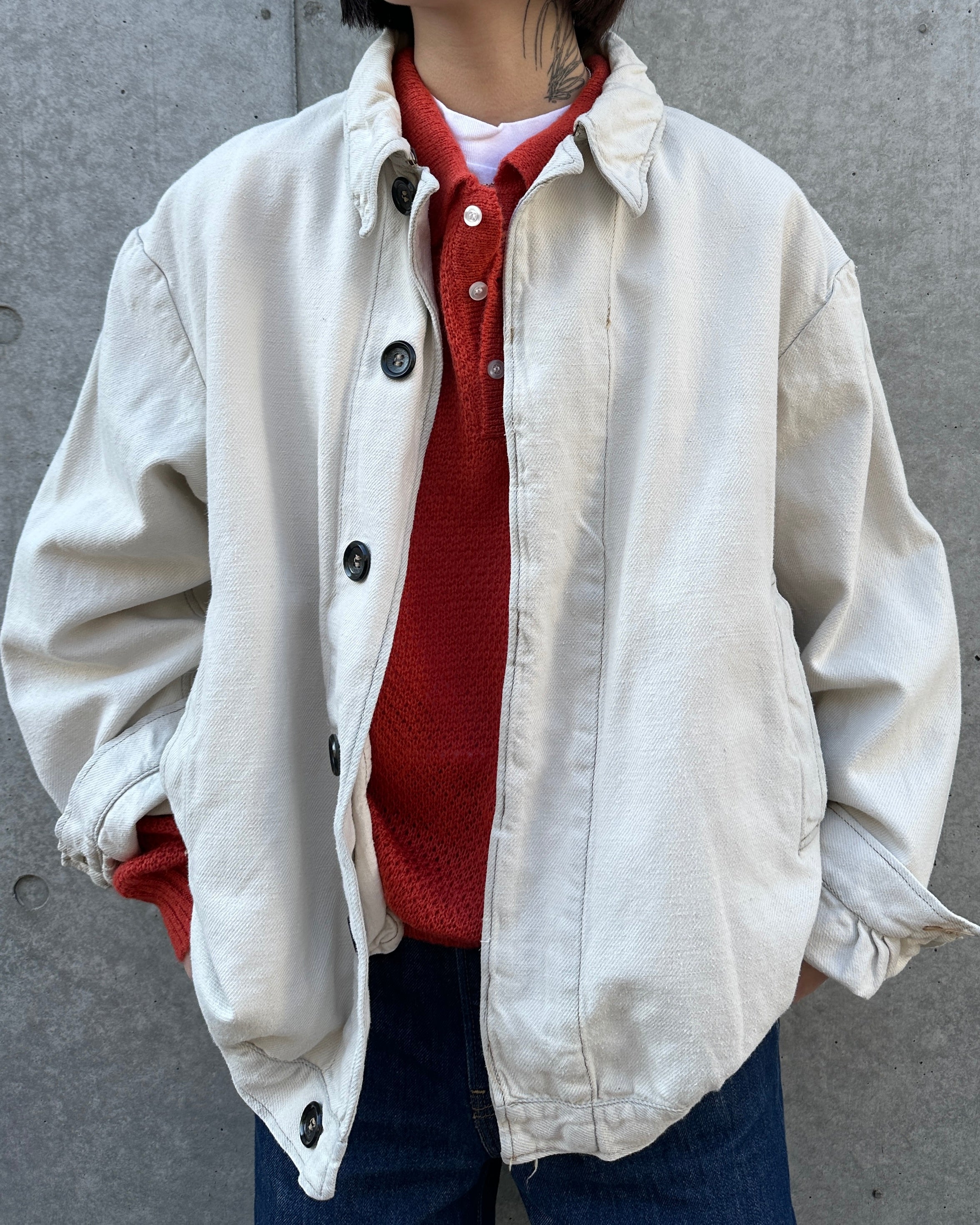 Cotton Work Soft Jacket - White