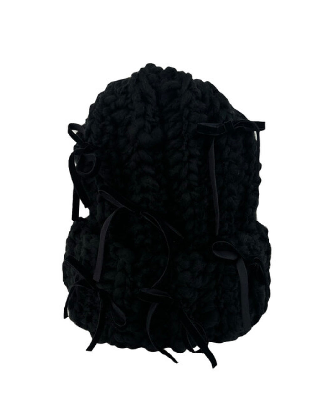 "CROCHEANT" Ribbon Beanie - Black