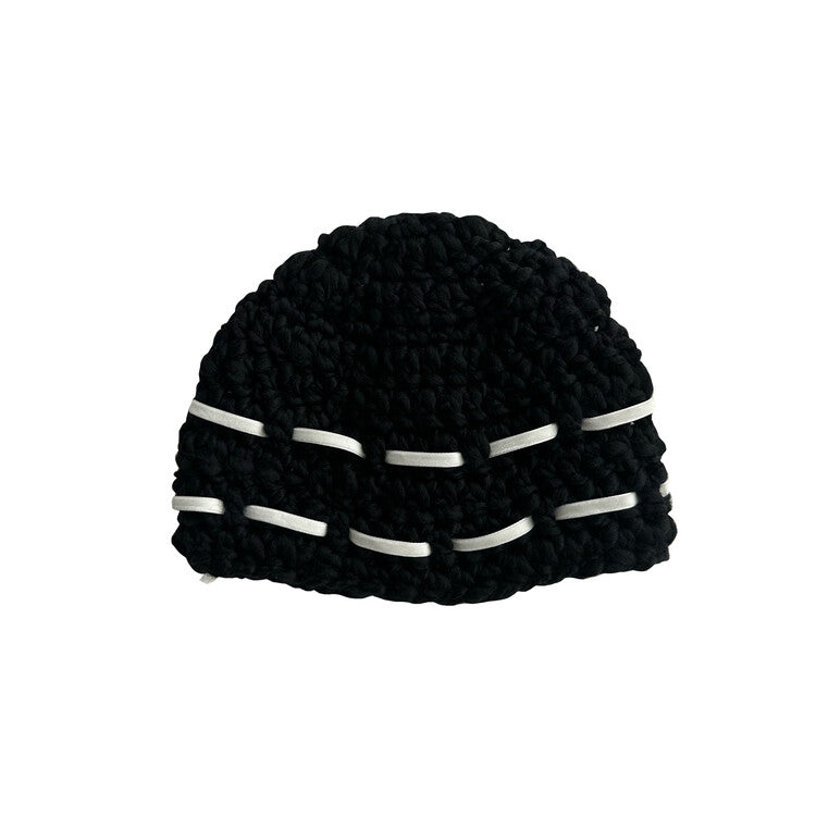 "CROCHEANT" Short Ribbon Beanie - Oreo