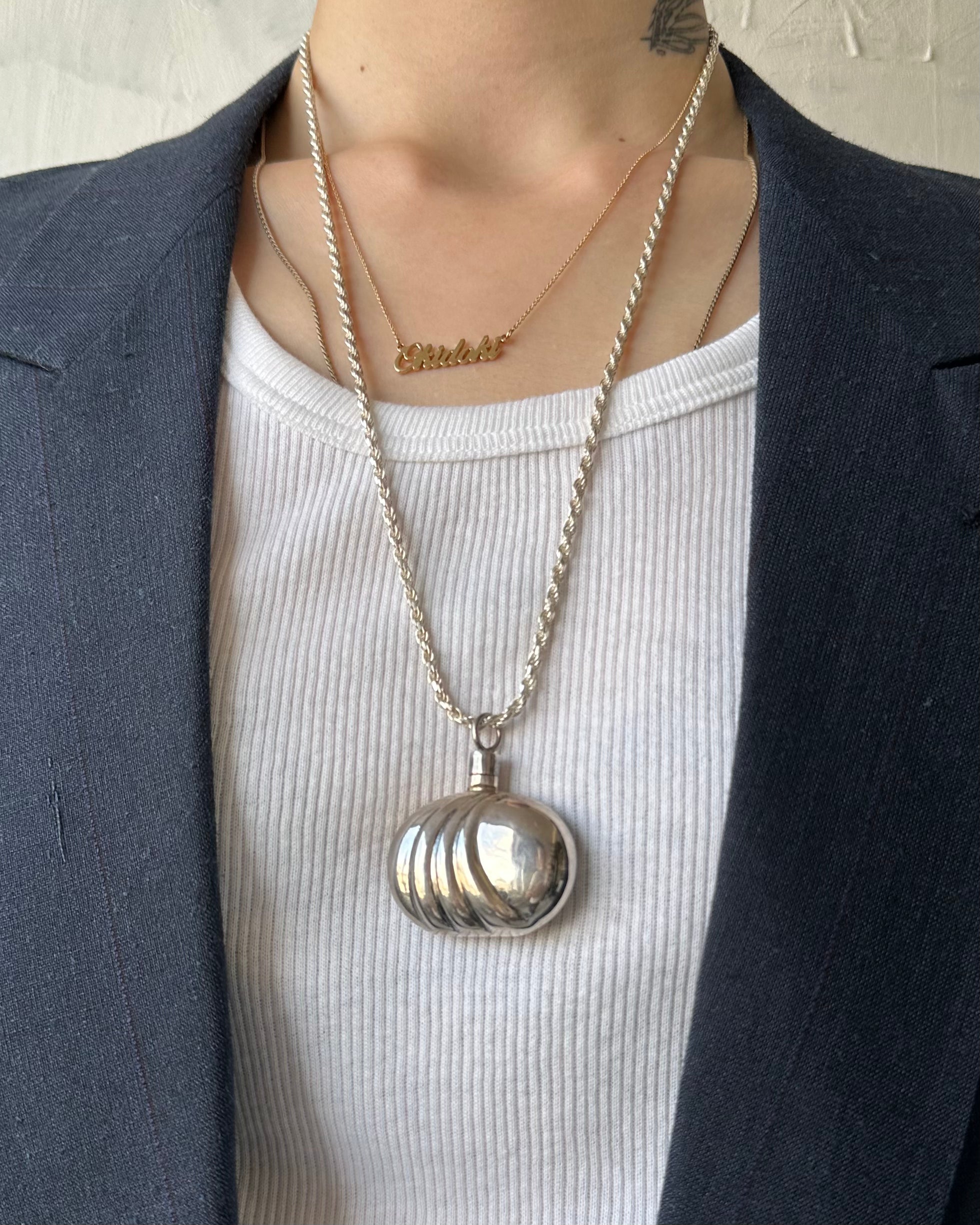 Silver Necklace w/ Perfume Bottle (SVNL-25SS003)