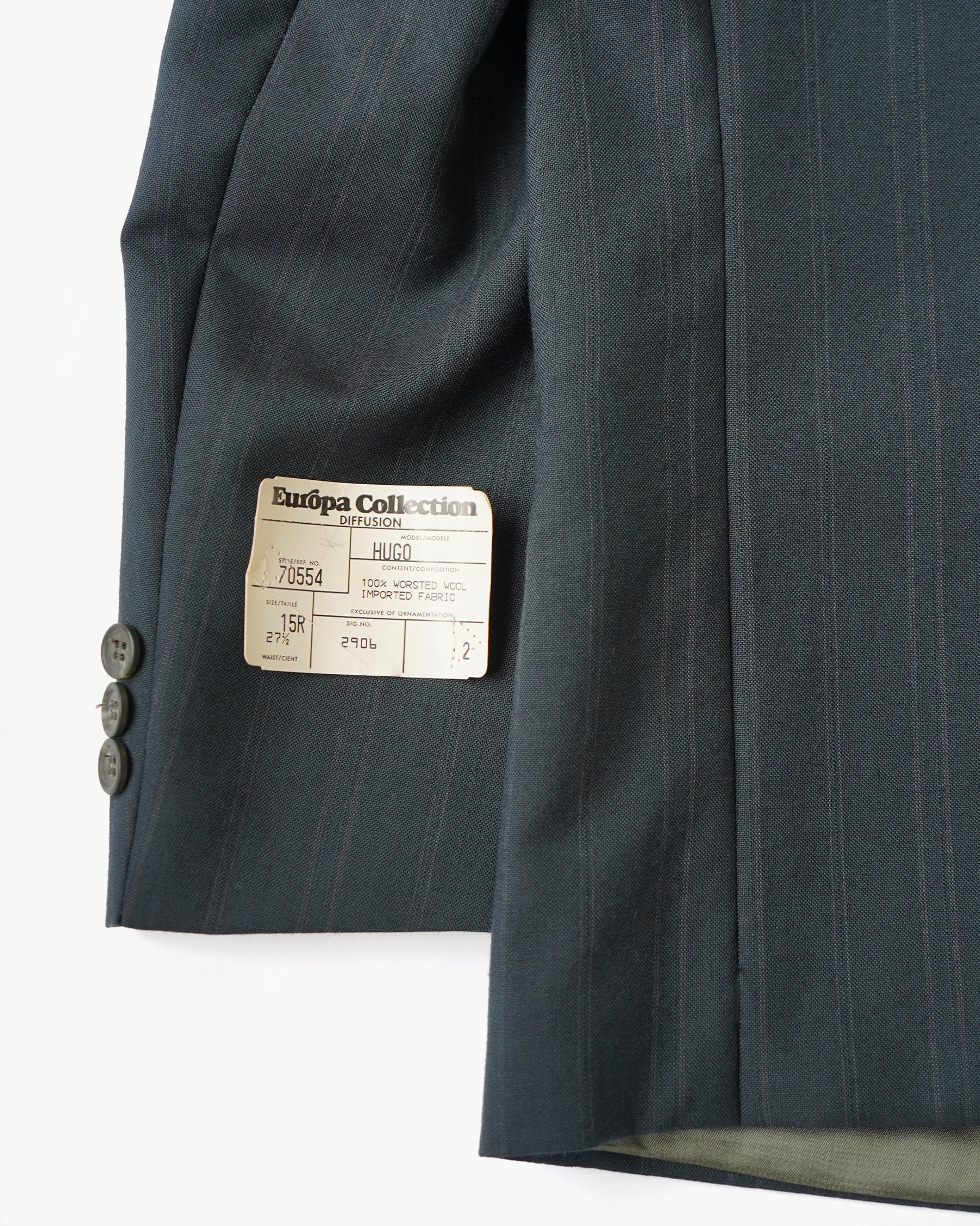 Double Breasted Suit in Deep Green Pinstripe