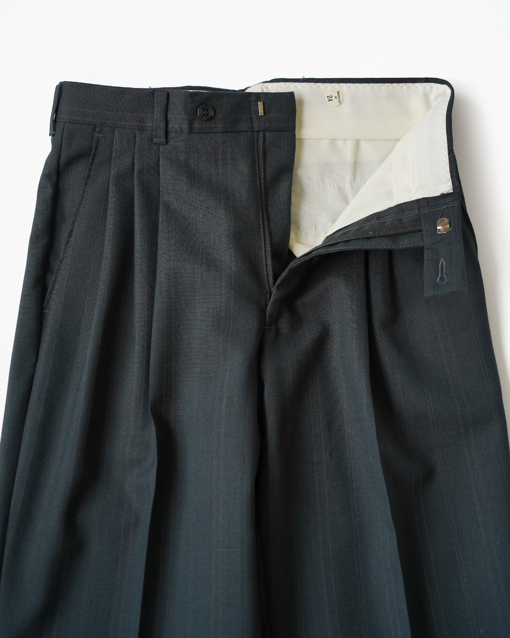 Double Breasted Suit in Deep Green Pinstripe